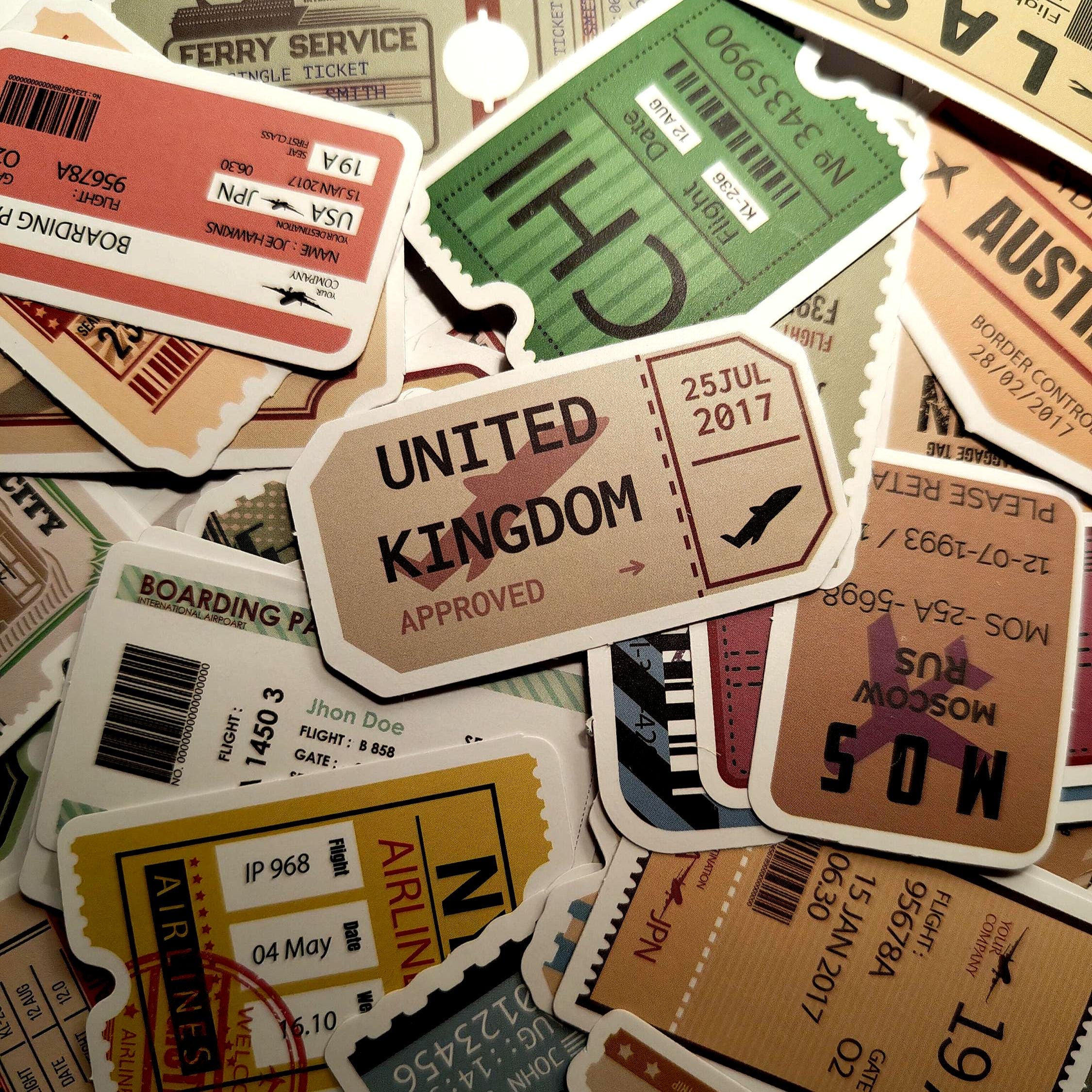 60pcs Vintage Stamp Airline Stickers