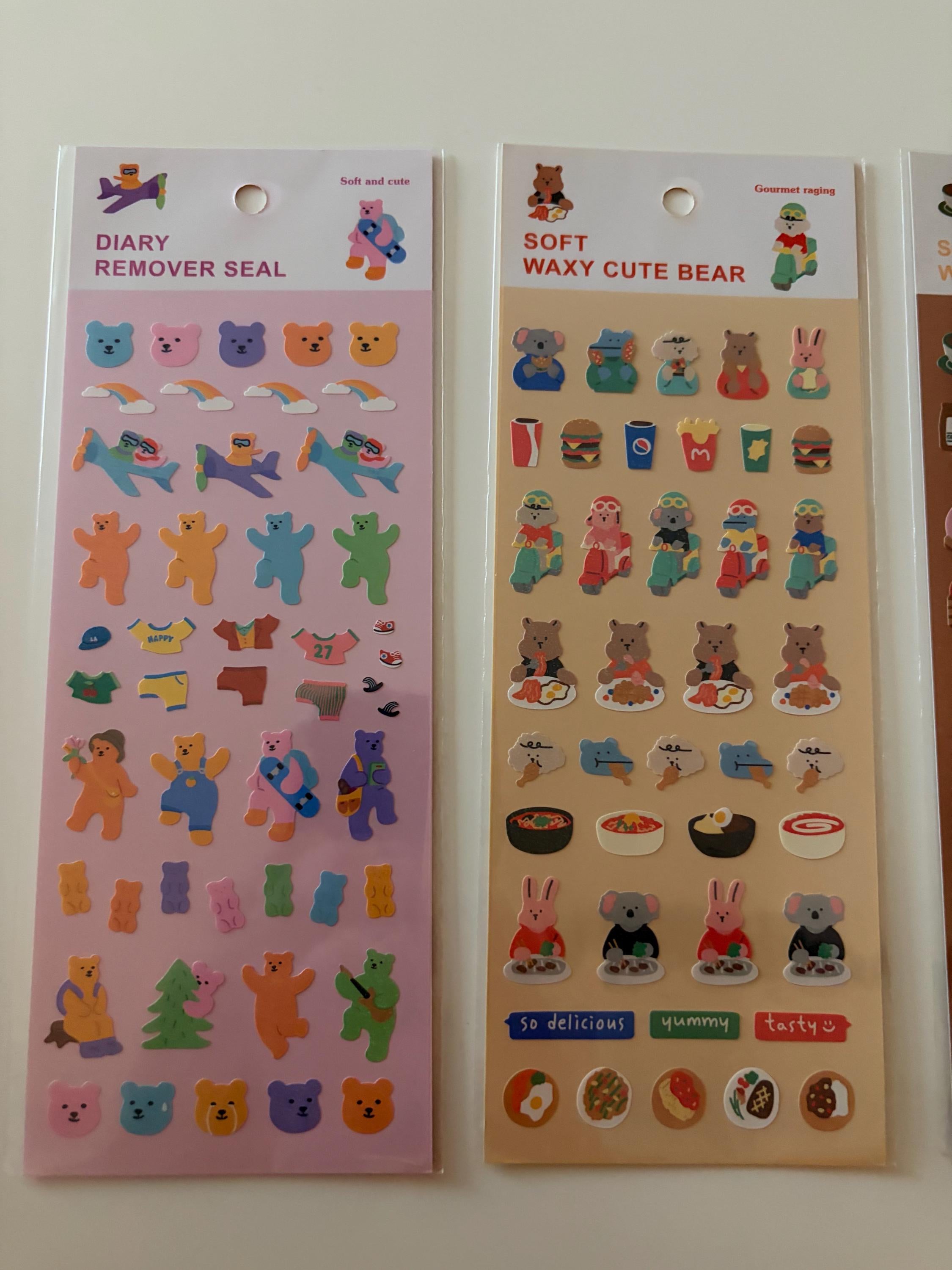 Kawaii Bear Sticker Sheet - Journaling Scrapbook Stickers