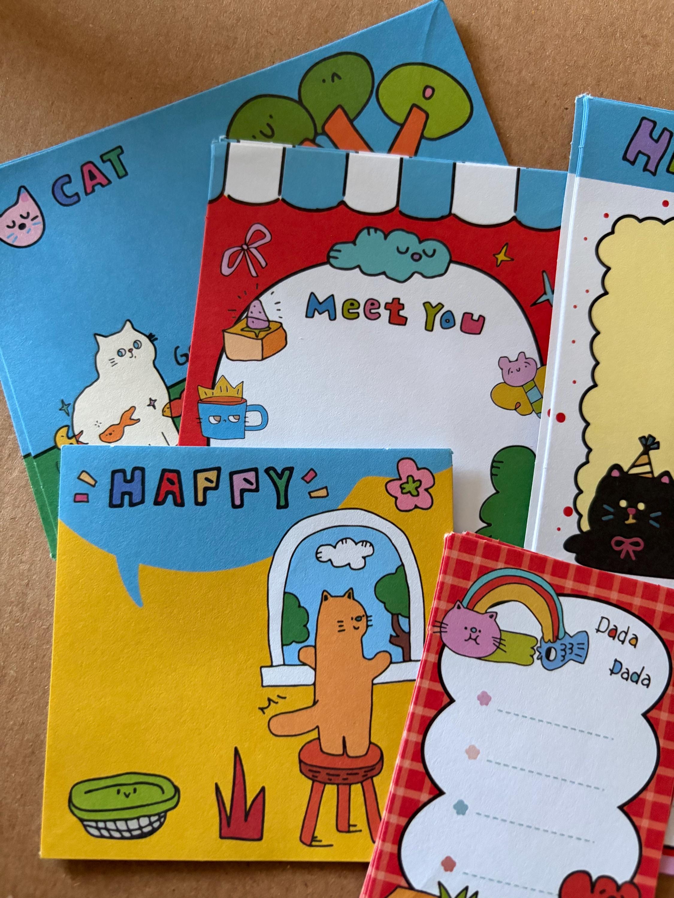 Retro Style Cute Memo Notes Sheets Paper Animals Colourful