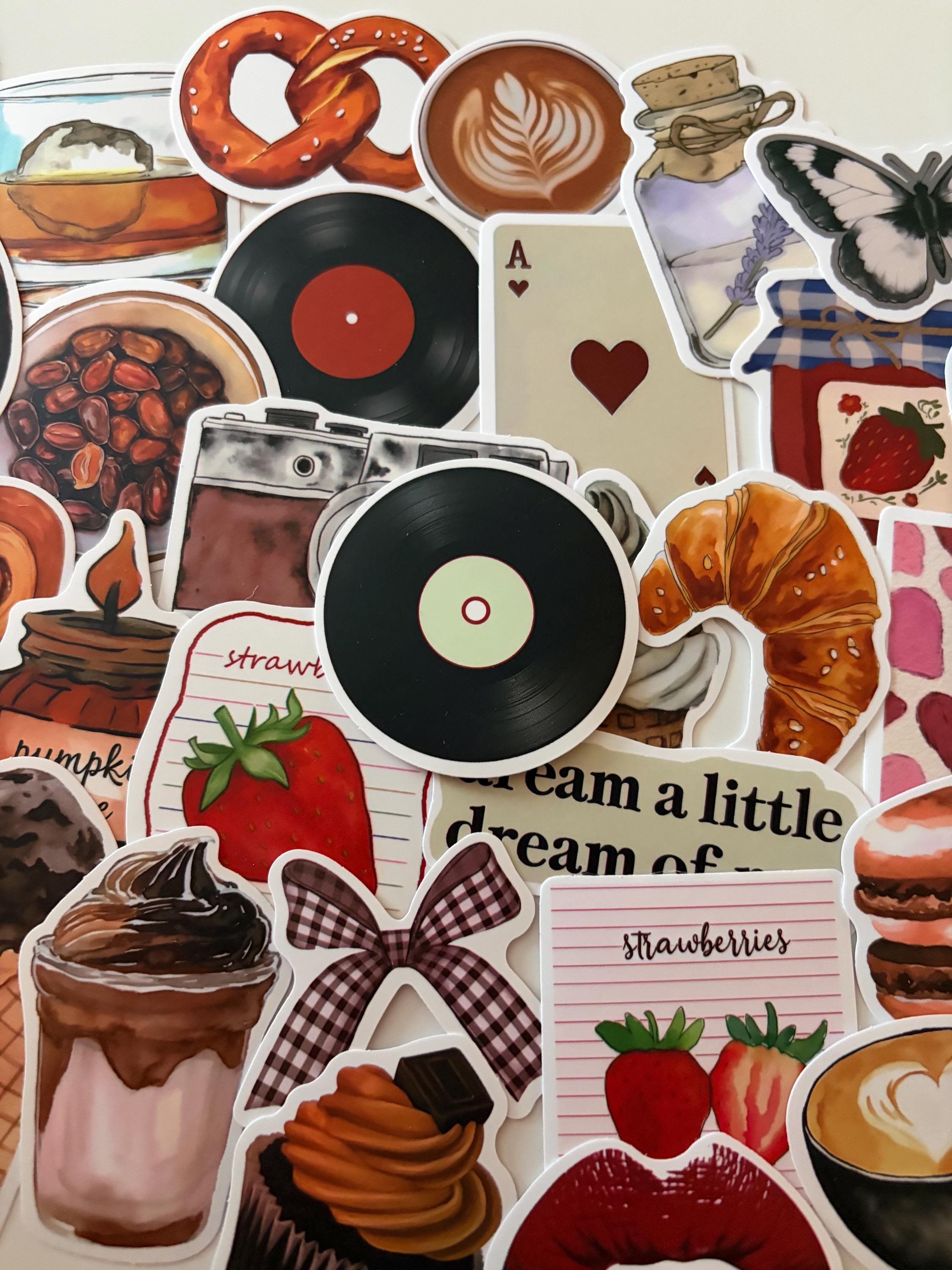 50pcs Retro Red Analogue Stickers – Vintage Style Planner, Journal & Scrapbook Sticker Set