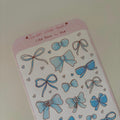 Cute Bows Blue Sticker Deco Sheet - Buniemi