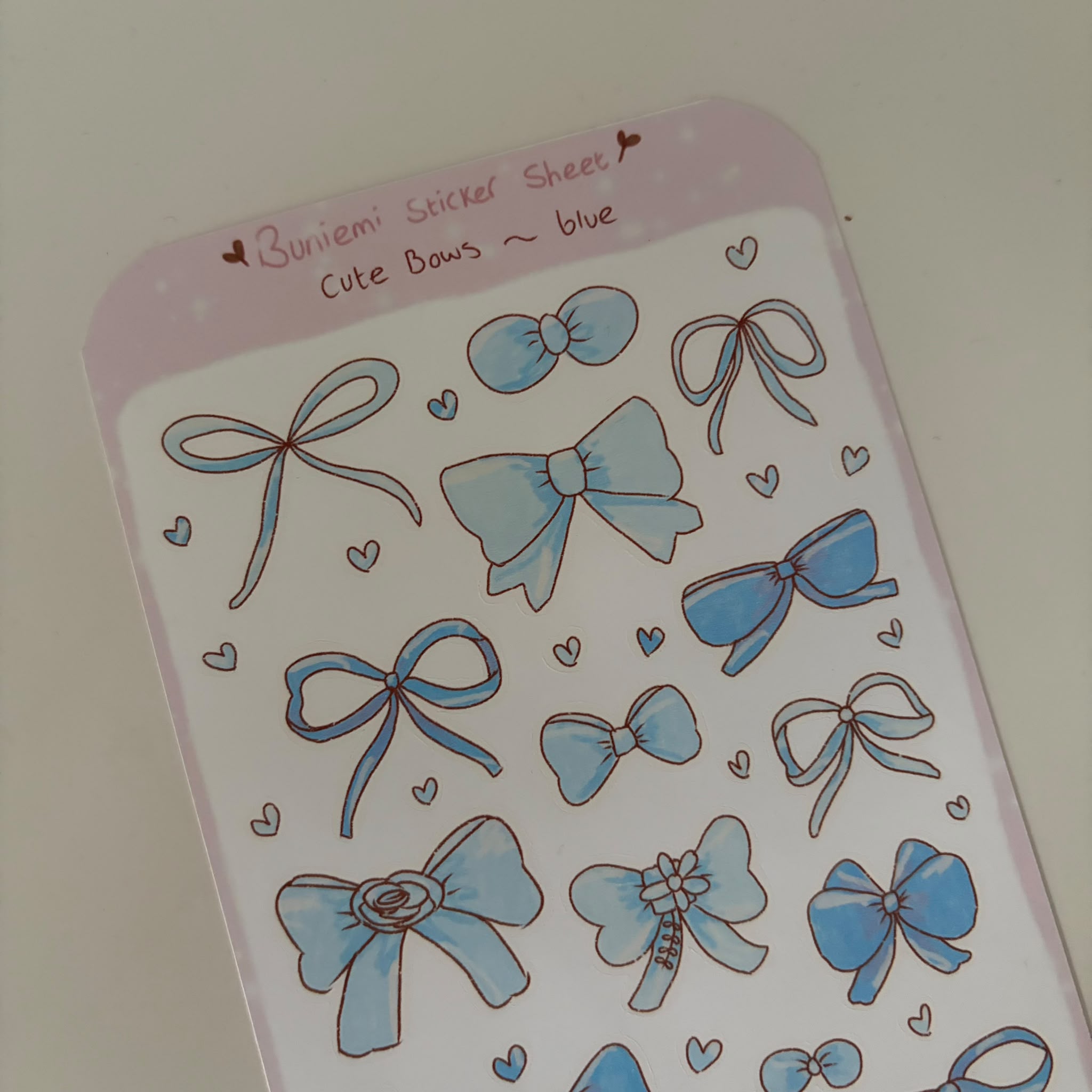Cute Bows Blue Sticker Deco Sheet - Buniemi
