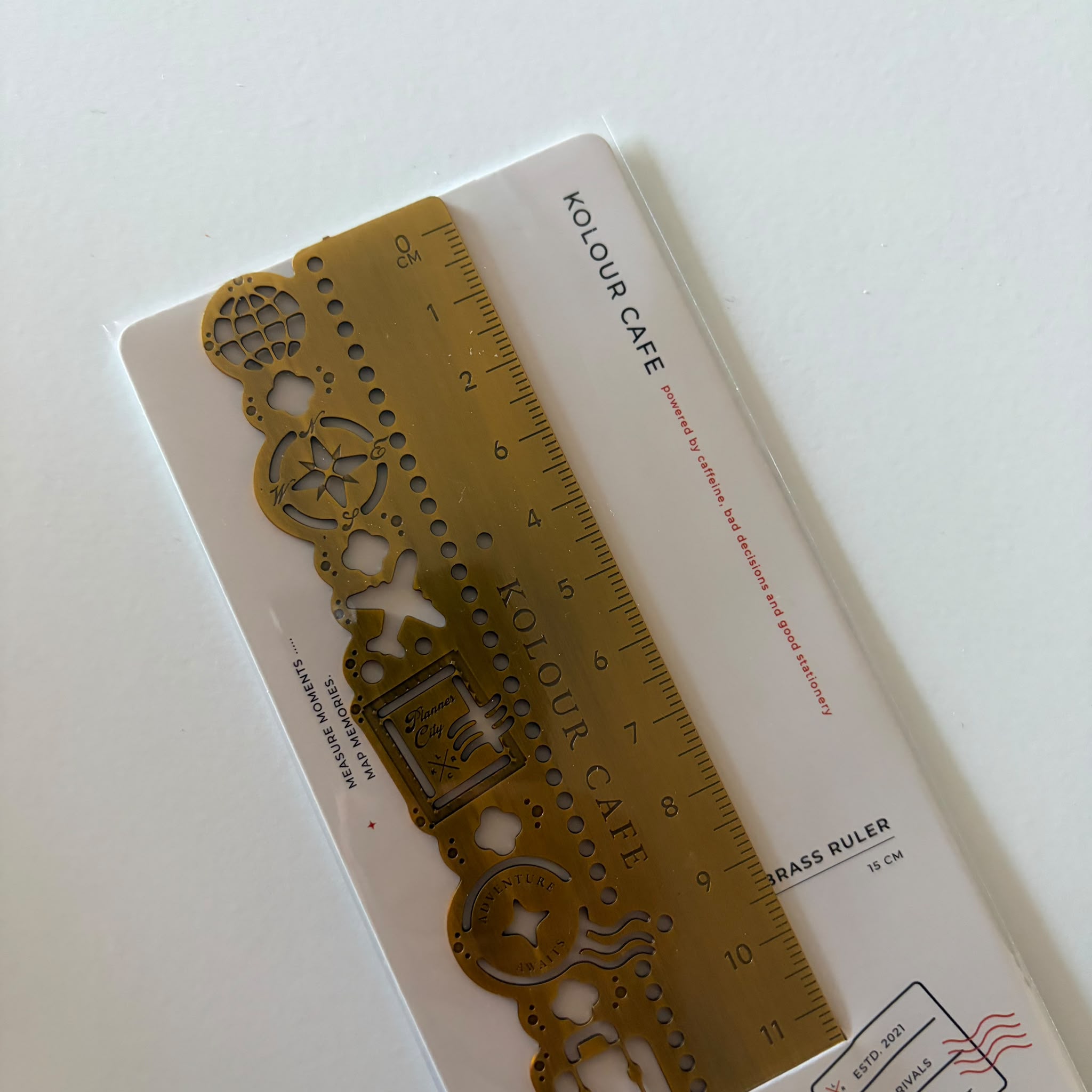 Brass Travel Theme Ruler - Kolour Cafe