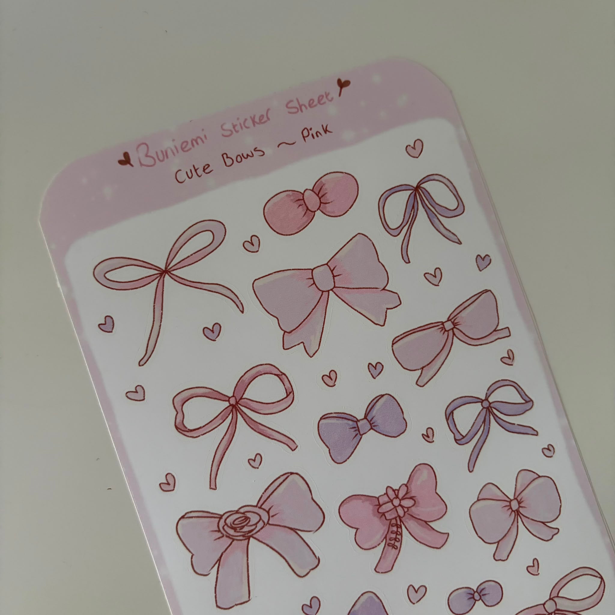 Cute Bows Pink Sticker Deco Sheet - Buniemi