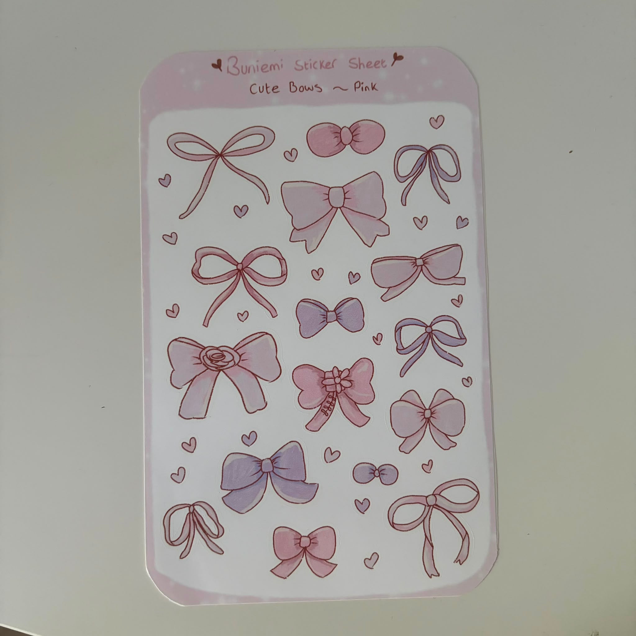 Cute Bows Pink Sticker Deco Sheet - Buniemi