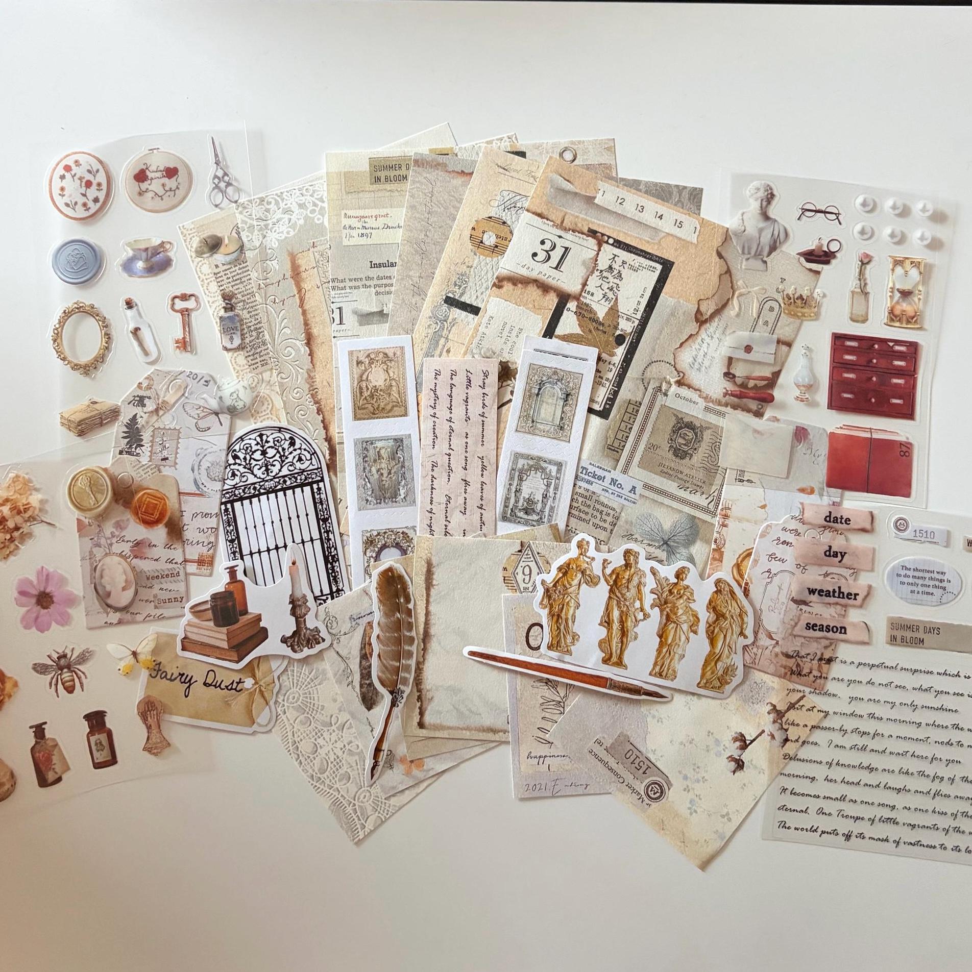 Light Academia Ephemera Vintage-Style Bundle Papers Stickers Journaling Supplies