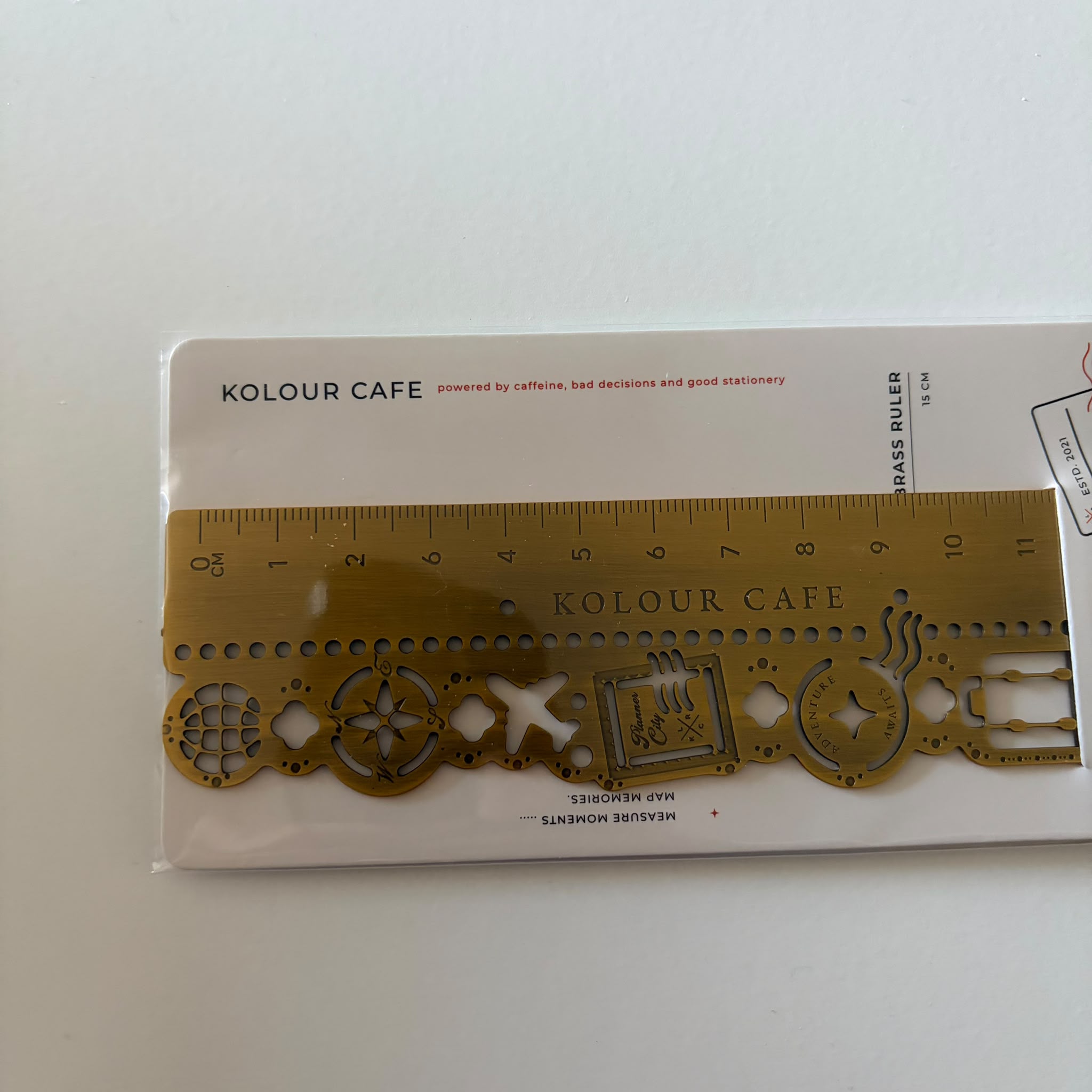 Brass Travel Theme Ruler - Kolour Cafe