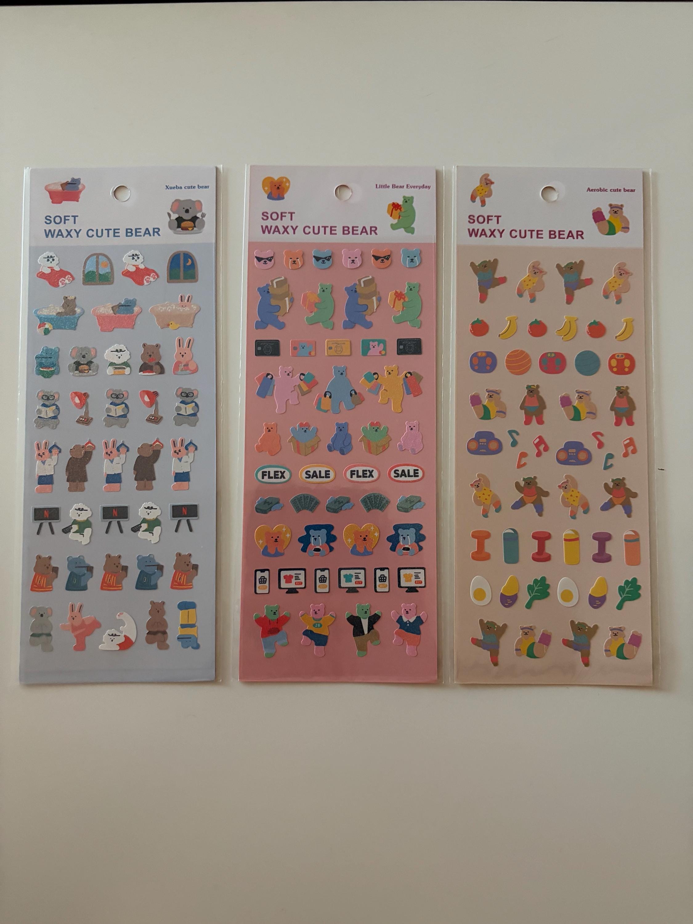 Kawaii Bear Sticker Sheet - Journaling Scrapbook Stickers