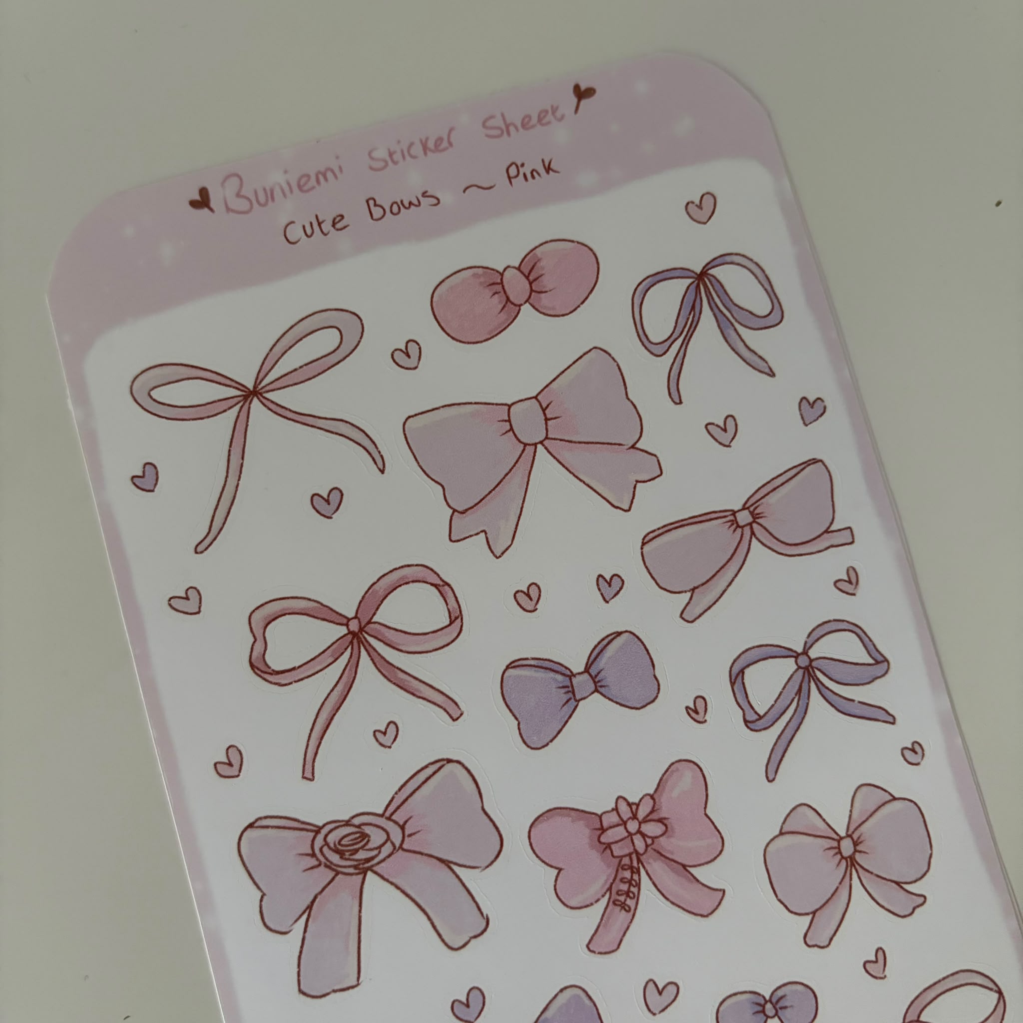 Cute Bows Pink Sticker Deco Sheet - Buniemi