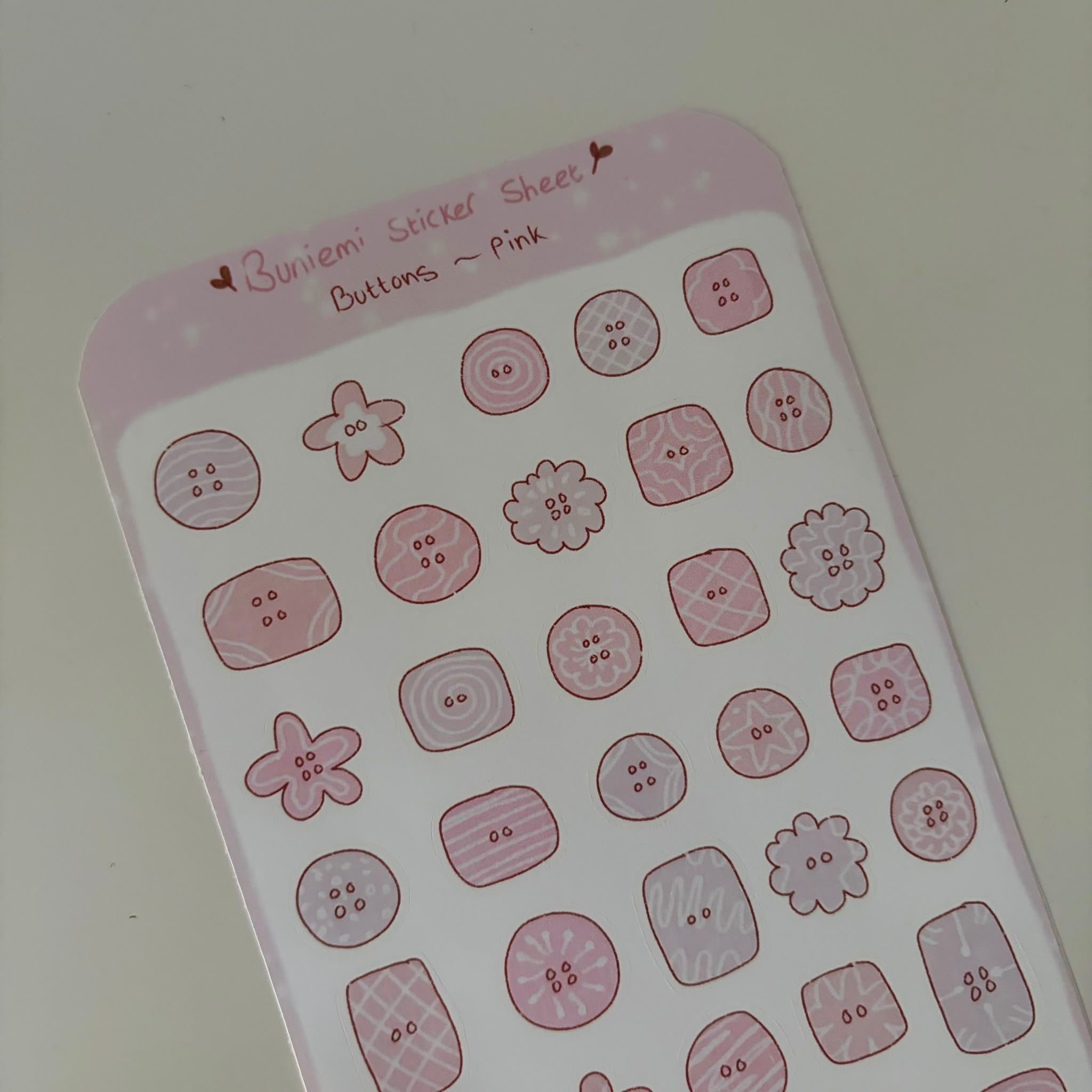 Cute Buttons Pink Sticker Deco Sheet - Buniemi