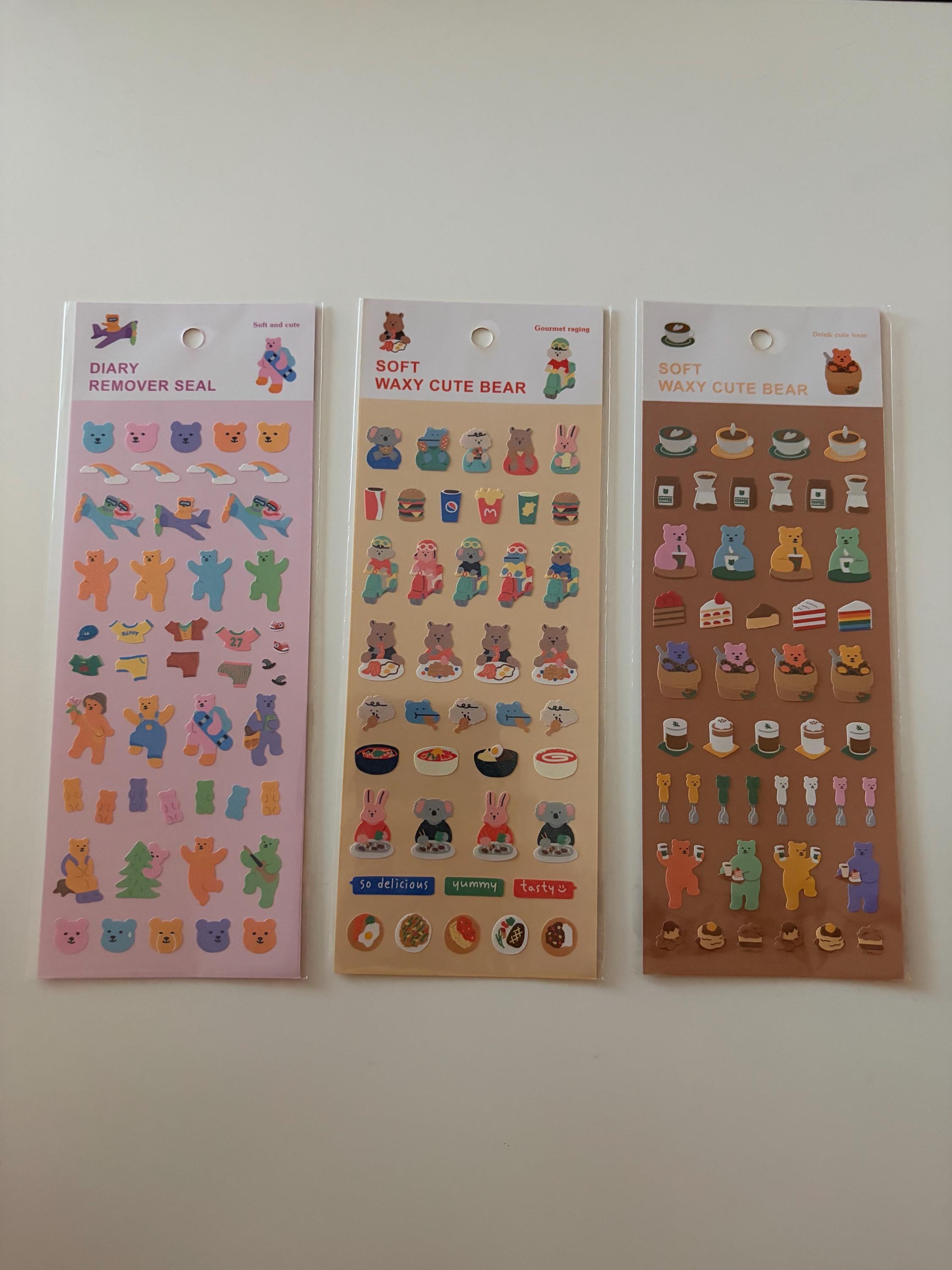 Kawaii Bear Sticker Sheet - Journaling Scrapbook Stickers