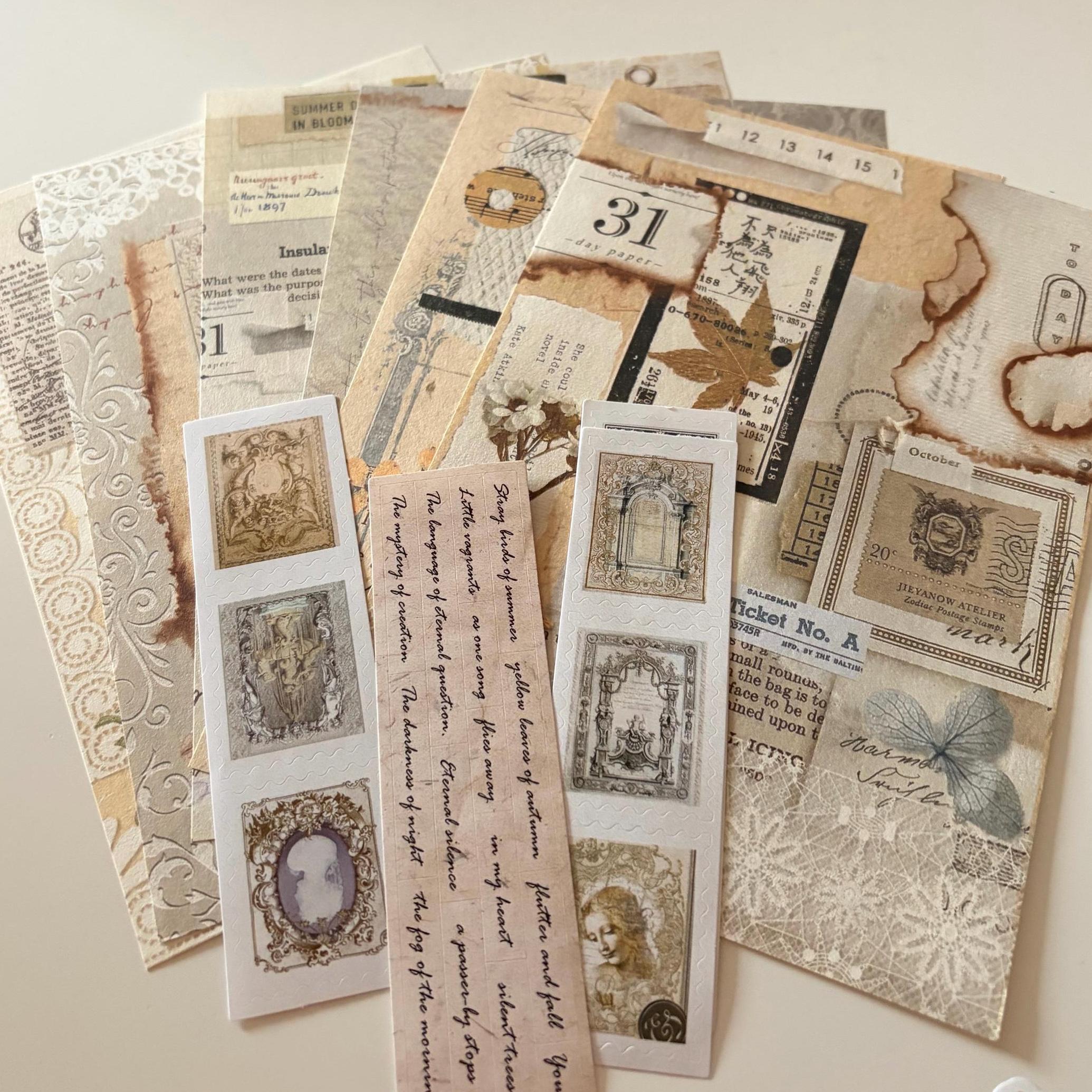 Light Academia Ephemera Vintage-Style Bundle Papers Stickers Journaling Supplies