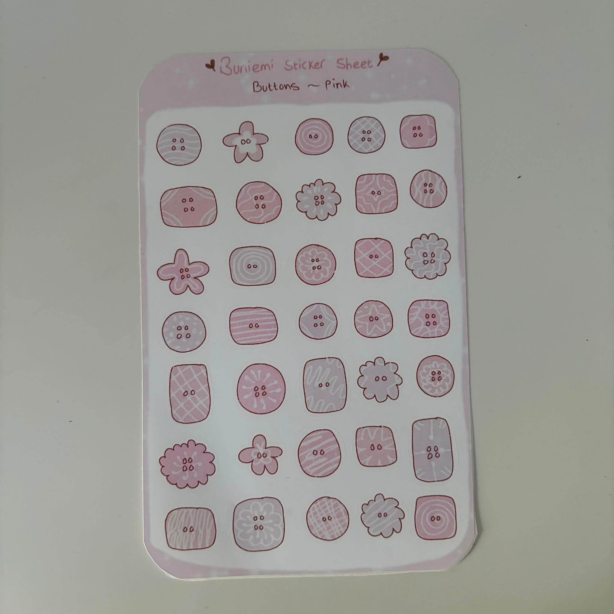 Cute Buttons Pink Sticker Deco Sheet - Buniemi