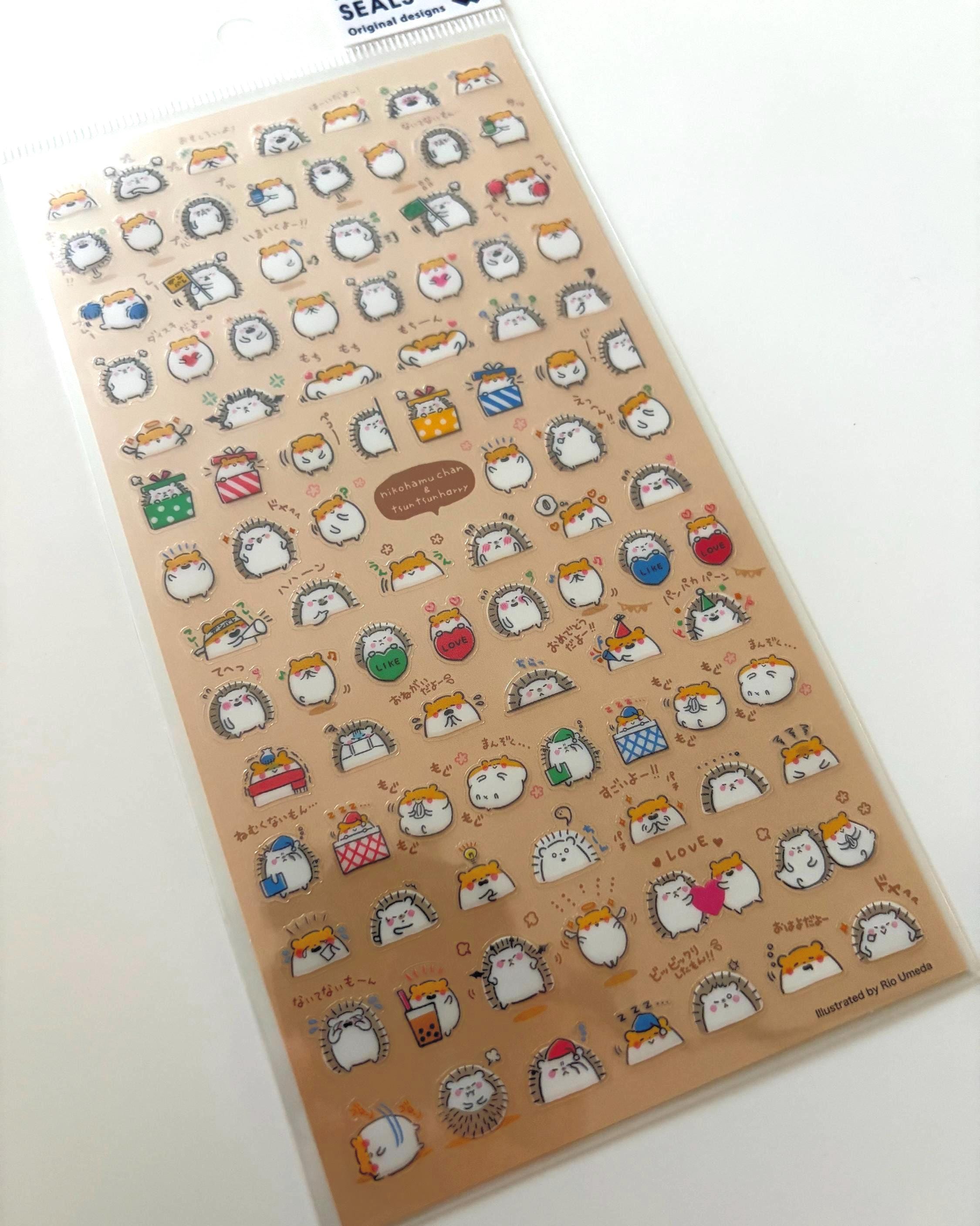 Mind Wave Hedgehog Stickers, Japanese Stationery, Planner Kawaii