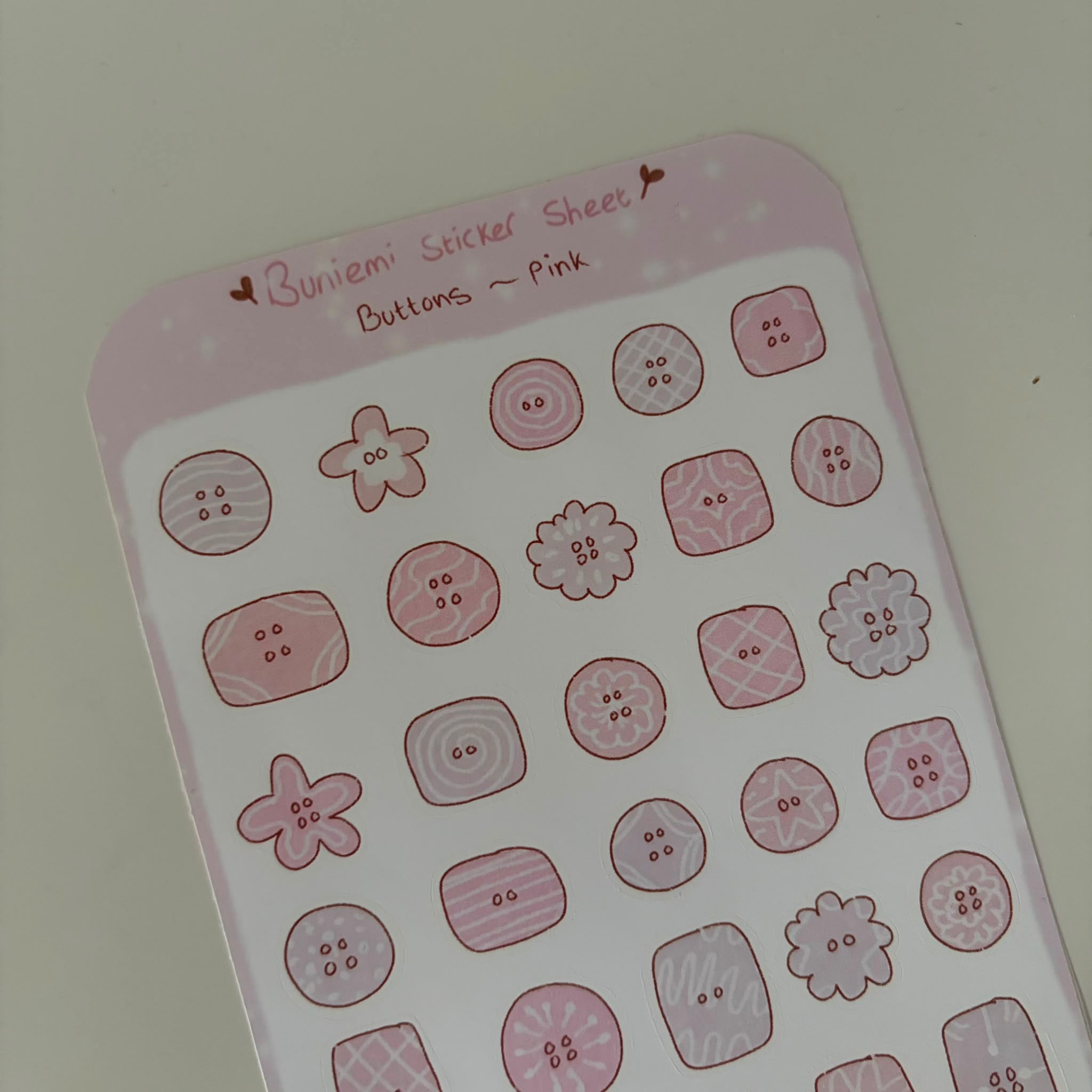 Cute Buttons Pink Sticker Deco Sheet - Buniemi