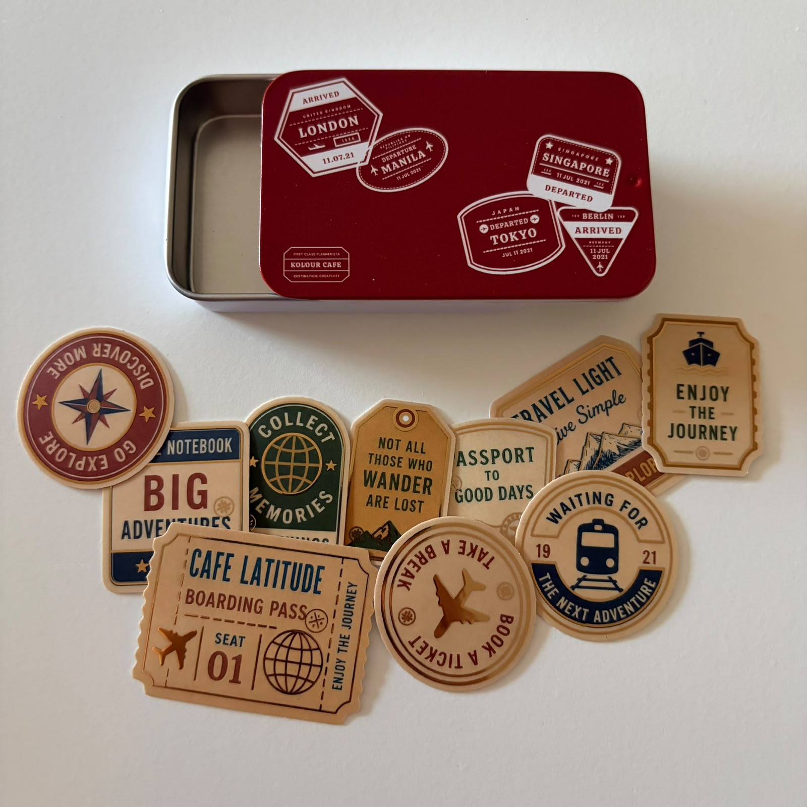 Travel Stickers in a Tin - Kolour Cafe