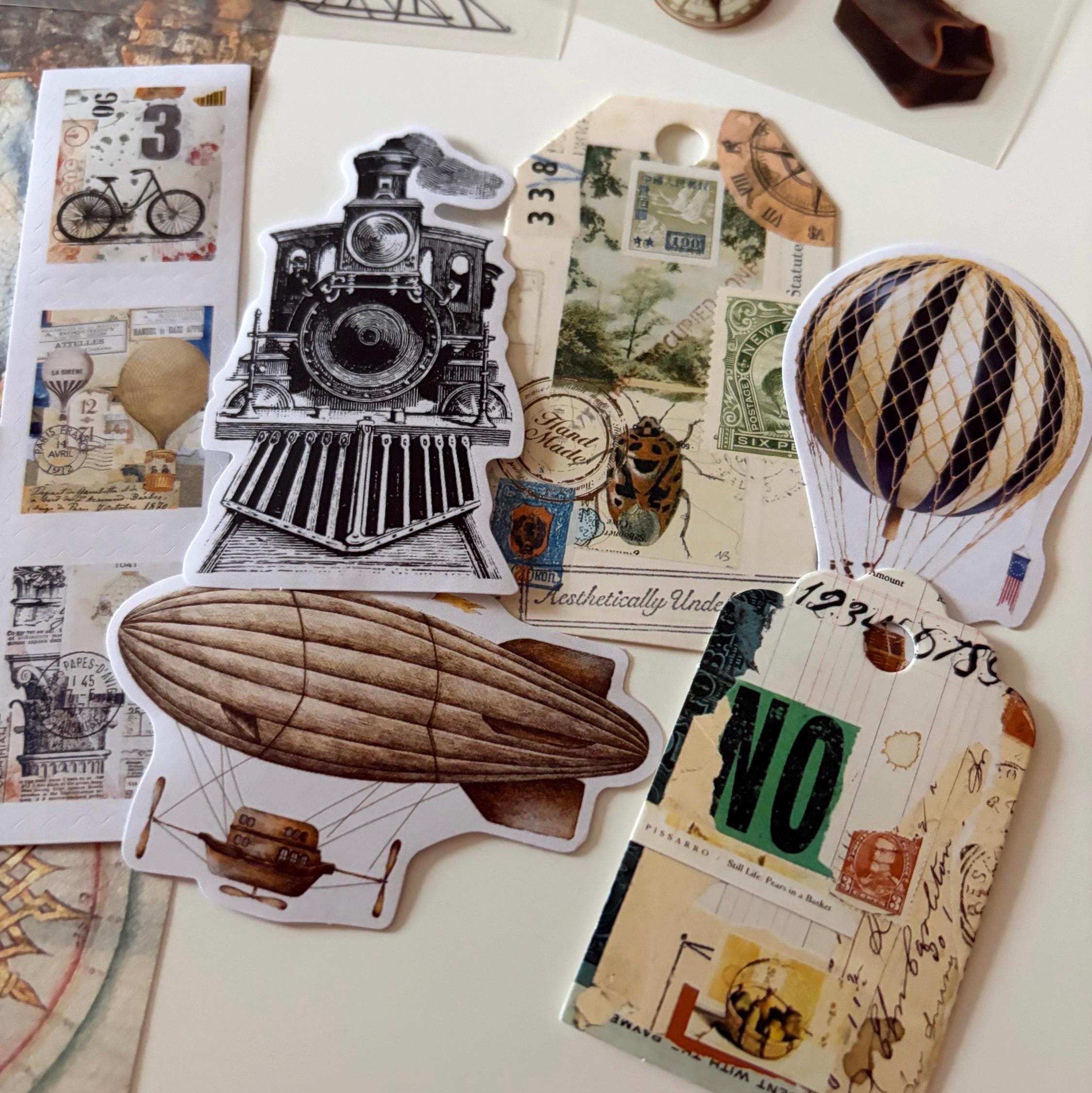Dark Academia Travel Ephemera Vintage-Style Bundle Papers Stickers Journaling Supplies