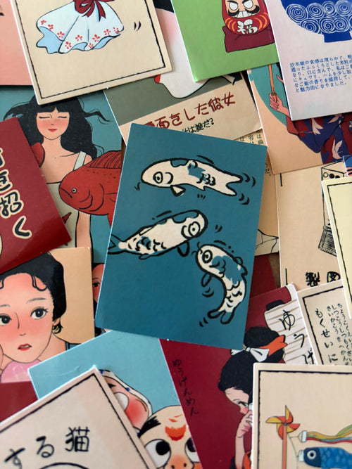 50pcs Japanese Retro Red Graffiti Stickers