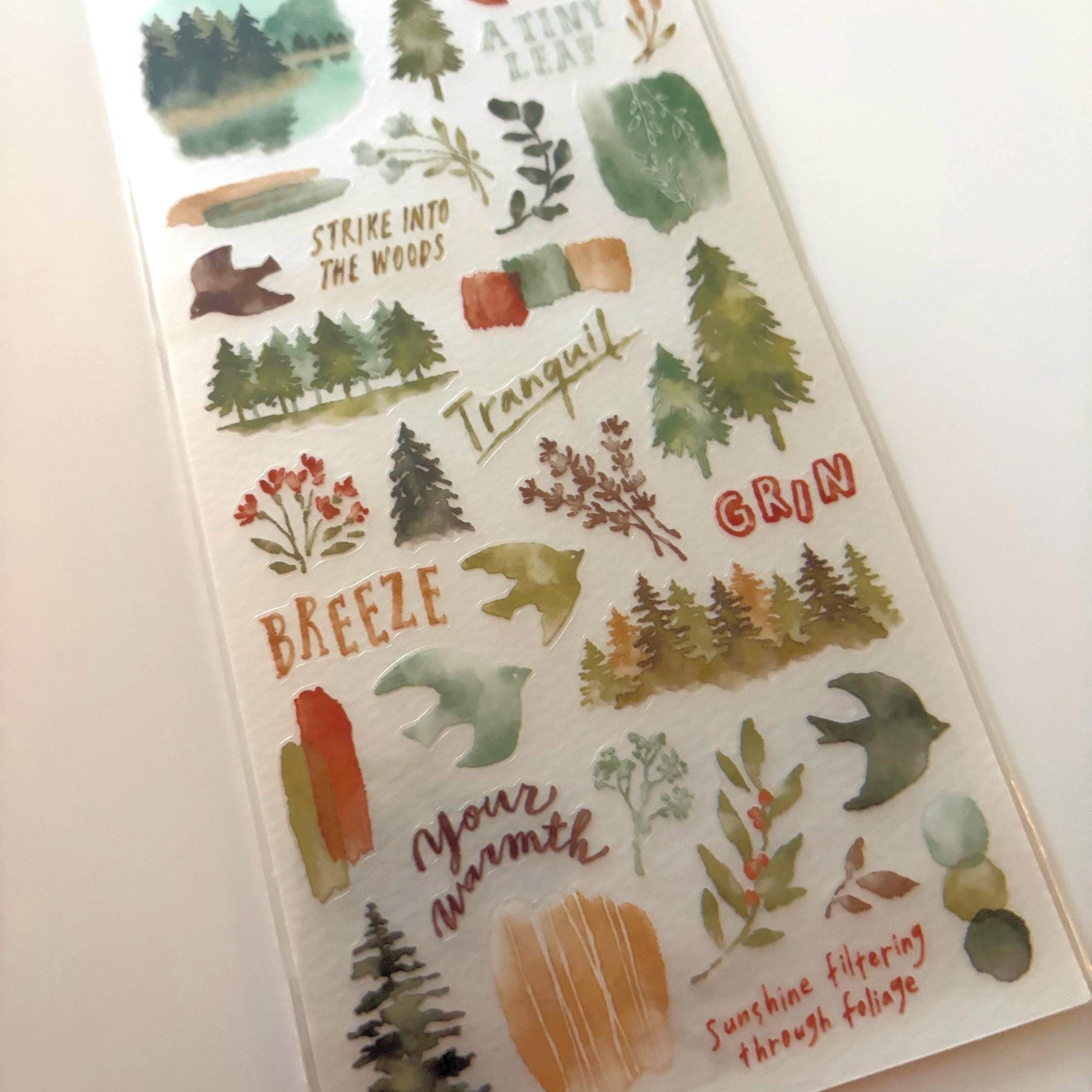 Warble Sticker Sheet: Forest Trees, Camping, Journal Planner MIND WAVE JAPAN