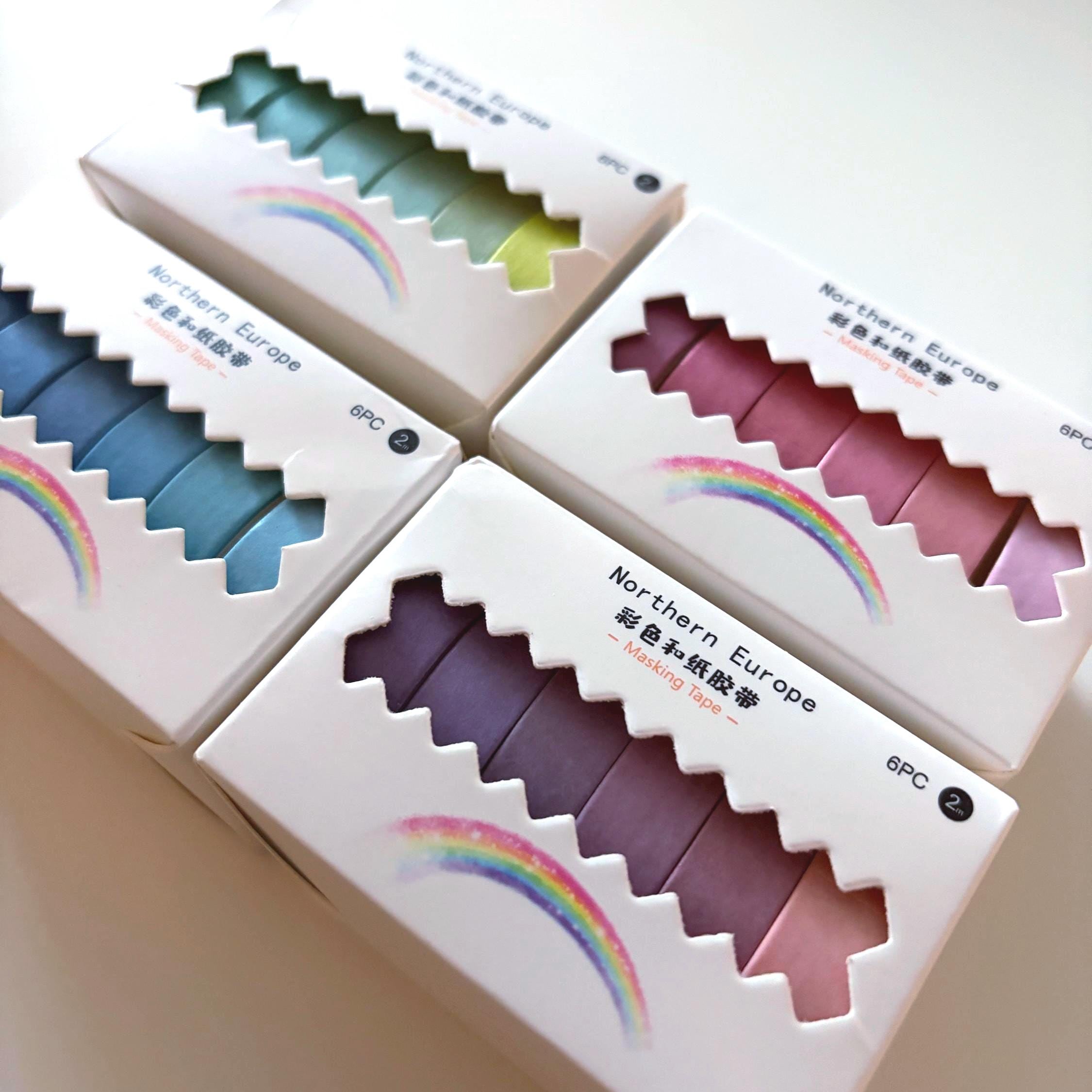 Colour Block Washi Tape Set – Kawaii Decorative Tape Rolls for Planners, Journals & Crafts
