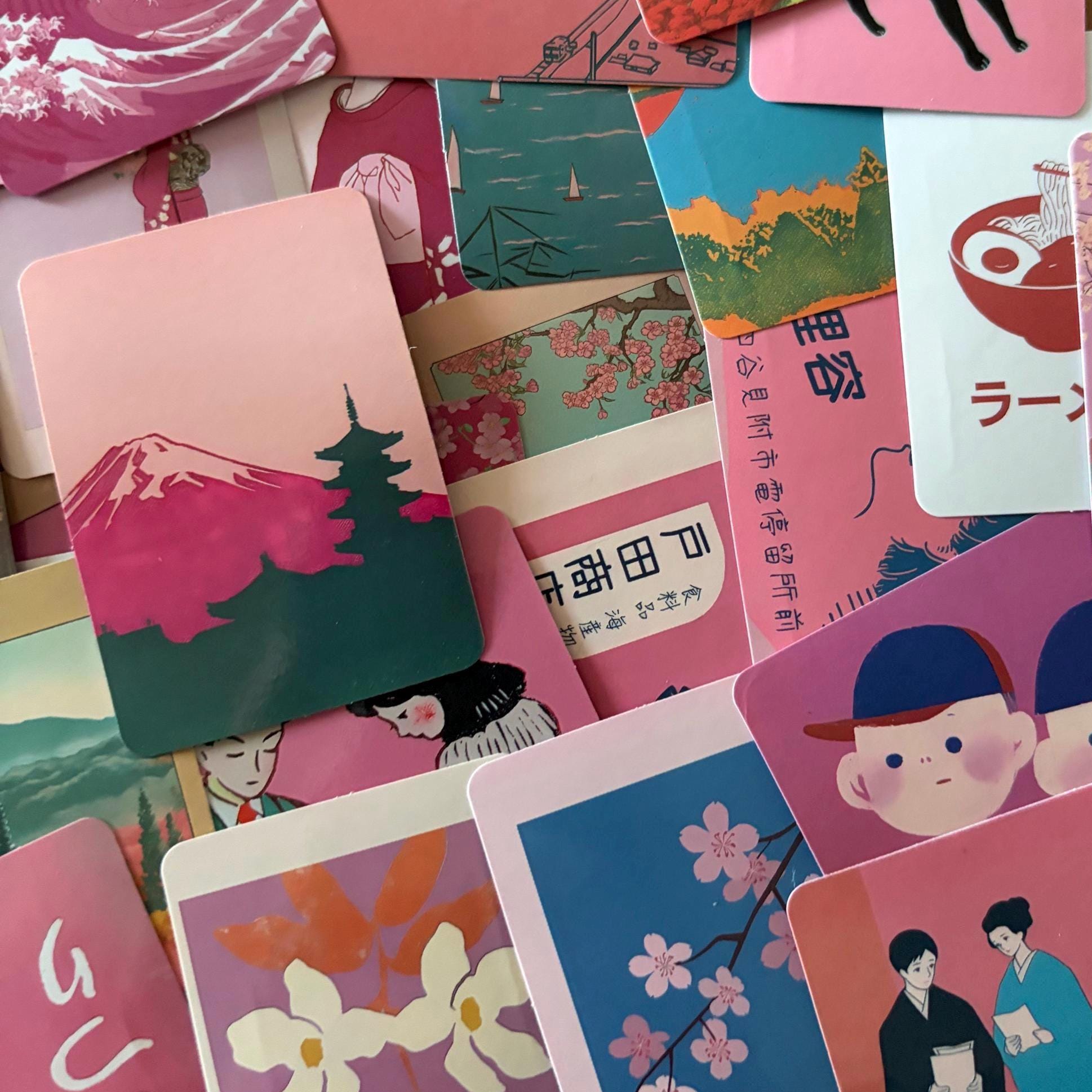 50pcs Japanese Pink Sakura Retro Stickers