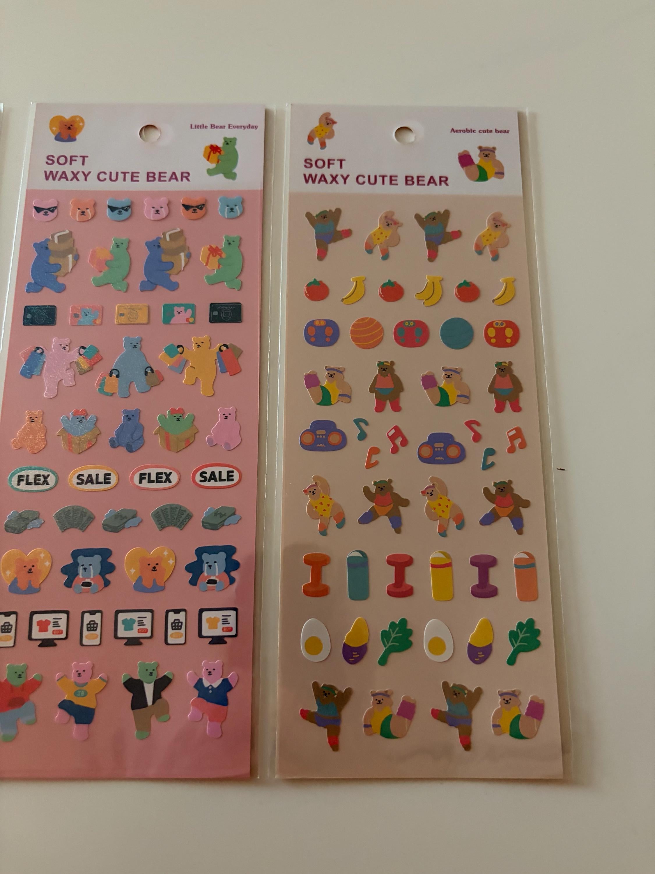 Kawaii Bear Sticker Sheet - Journaling Scrapbook Stickers