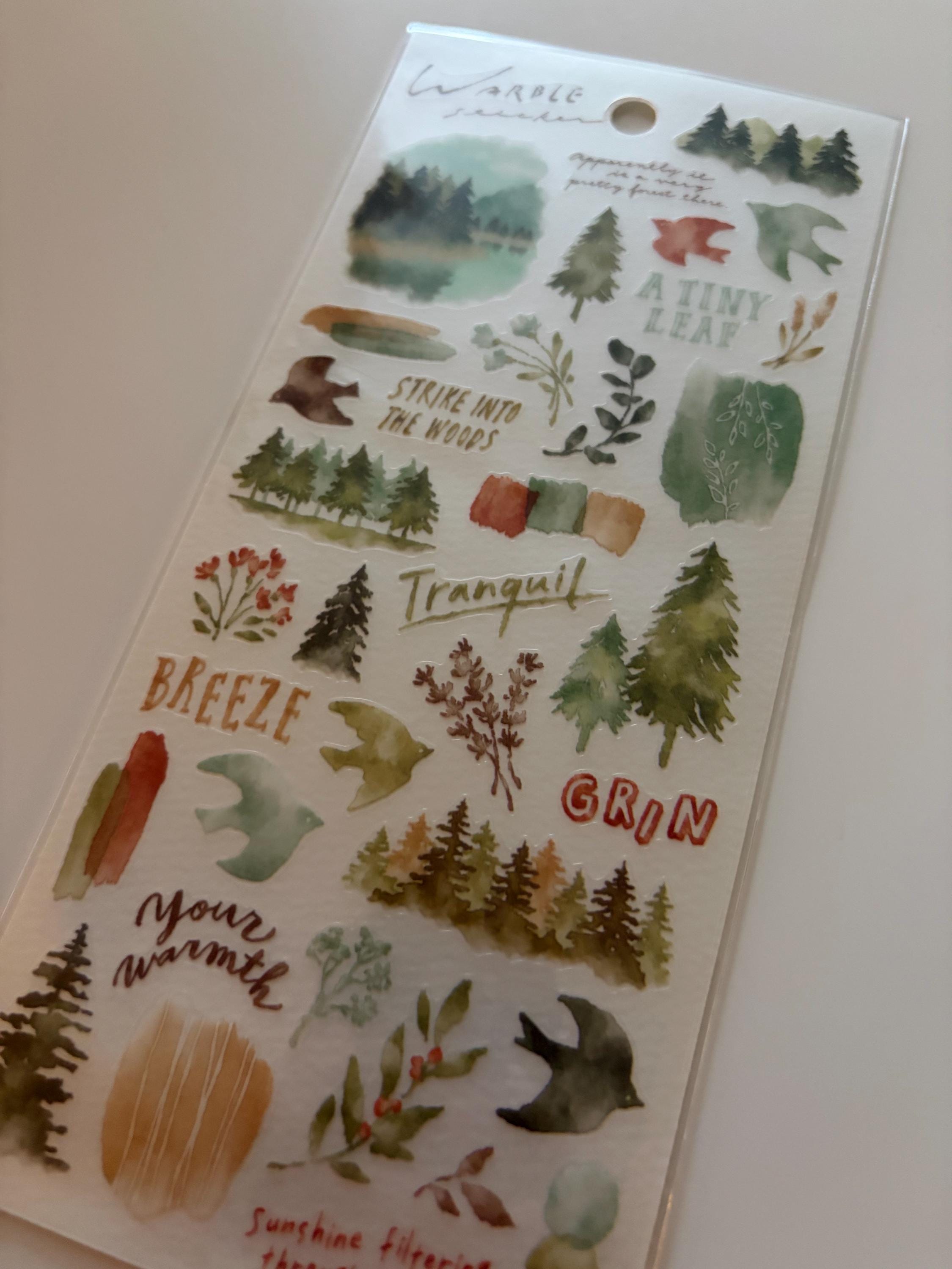 Warble Sticker Sheet: Forest Trees, Camping, Journal Planner MIND WAVE JAPAN