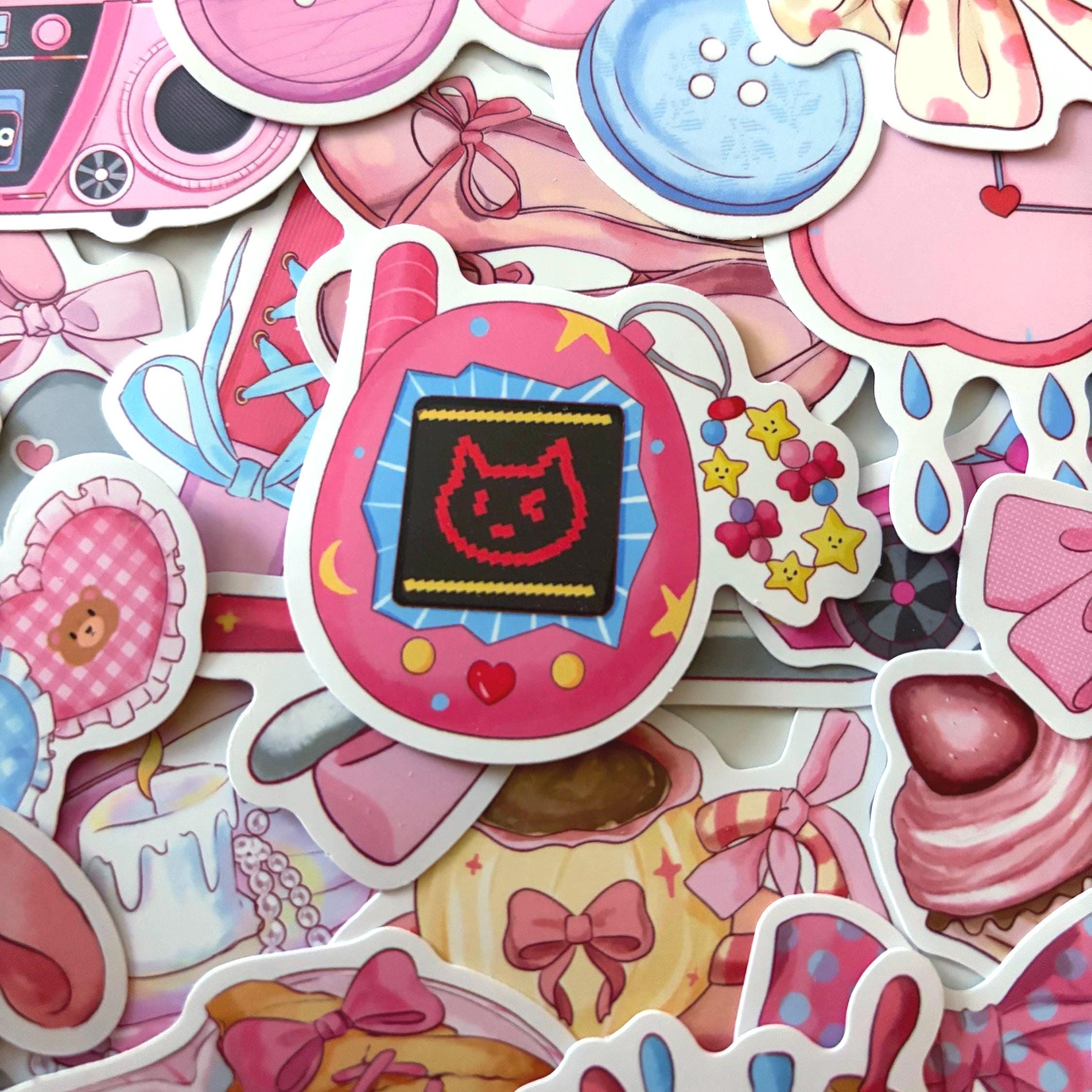 50pcs Japanese Retro Pink Kawaii Sticker Pack – Cute Vinyl Stickers for Journals, Planners, Laptops & Scrapbooking