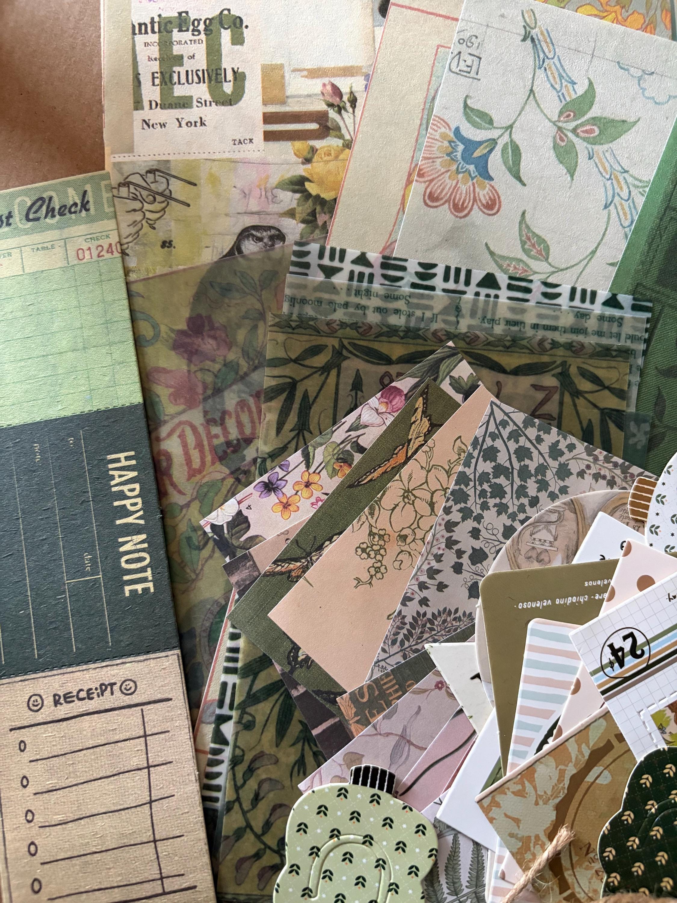 Ephemera Pack Vintage Retro Green