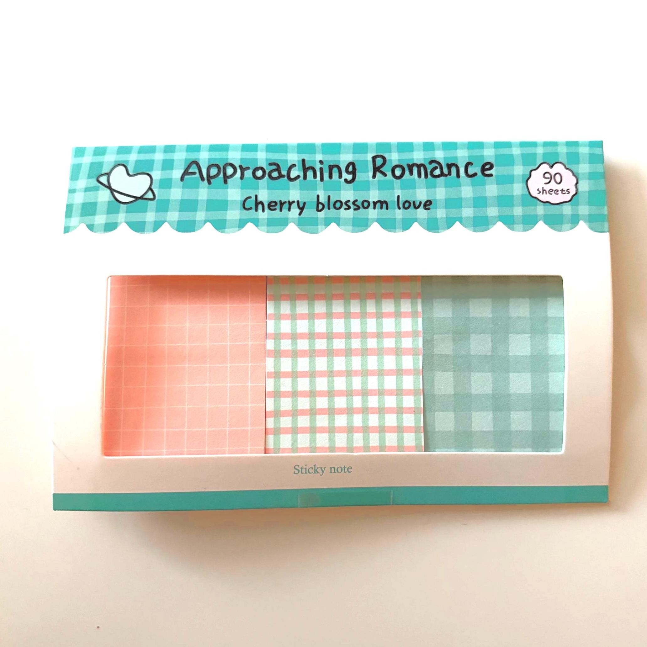 Plaid Cottage Sticky Notepad – Japanese Kawaii Plaid Sticky Notes for Journals, Planners & Stationery Lovers