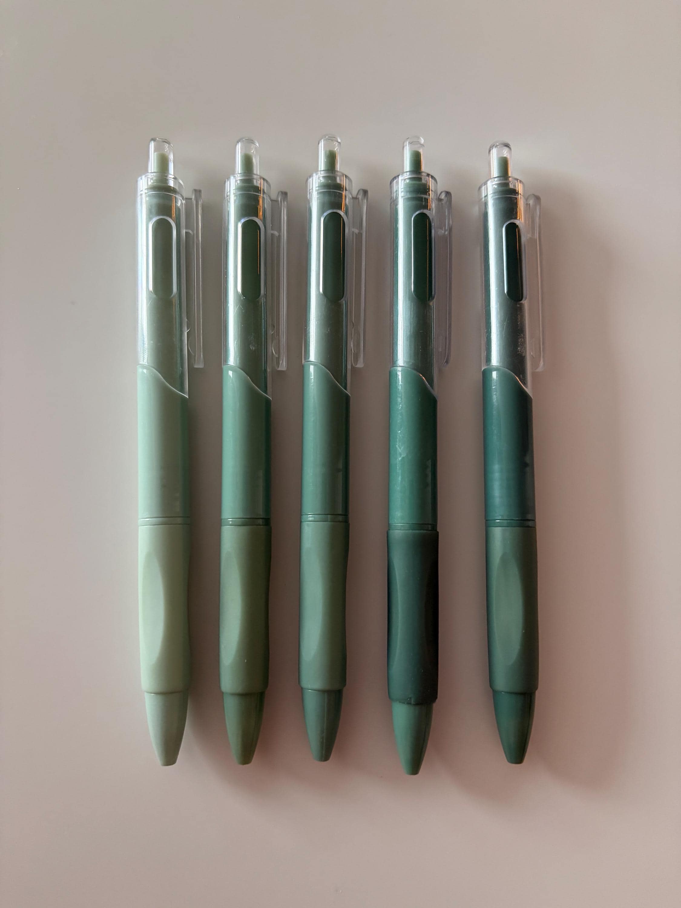 Set of 5 Green Ballpoint Pens Ink Pens