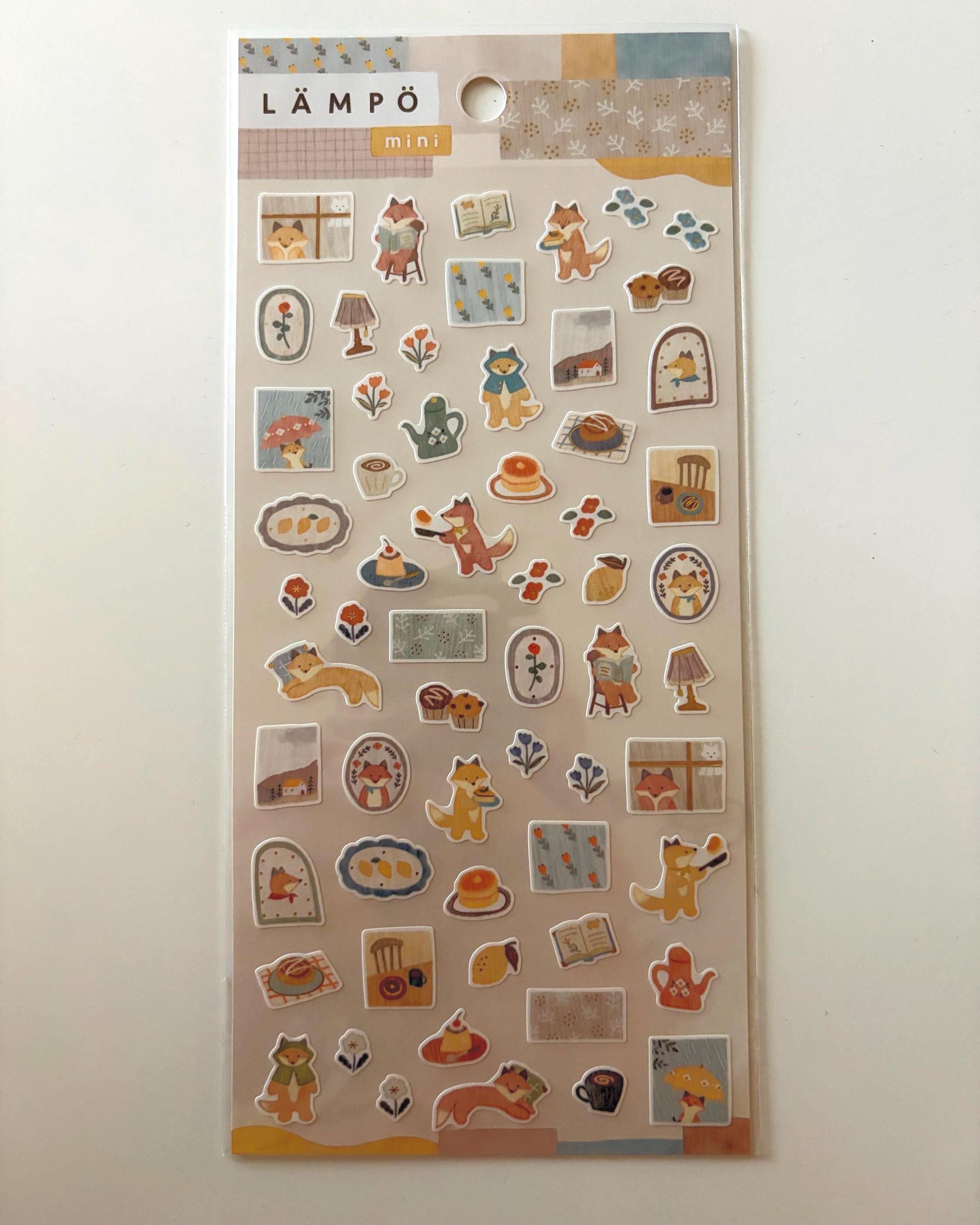 MIND WAVE Stickers / LAMPO Japanese Stationery Journal Sticker Sheets, Animals, Daily Life, Fox, Bear