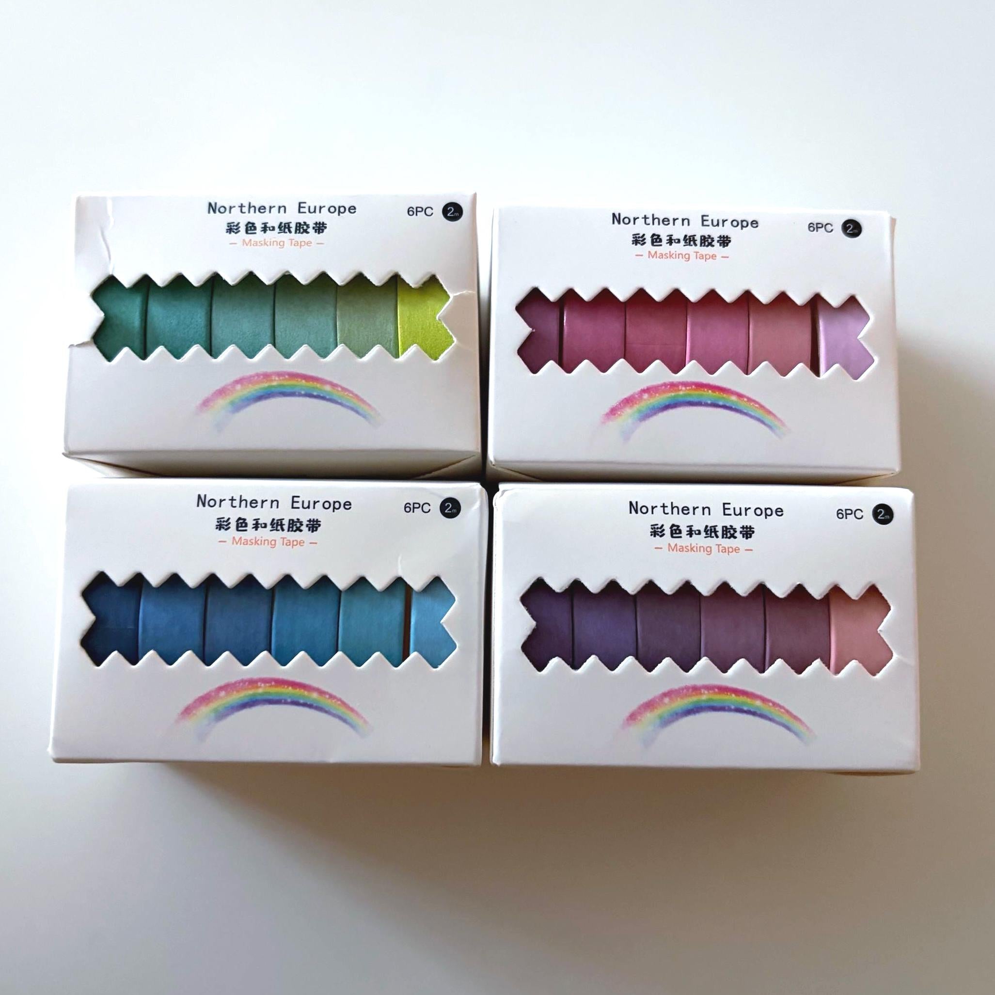Colour Block Washi Tape Set – Kawaii Decorative Tape Rolls for Planners, Journals & Crafts