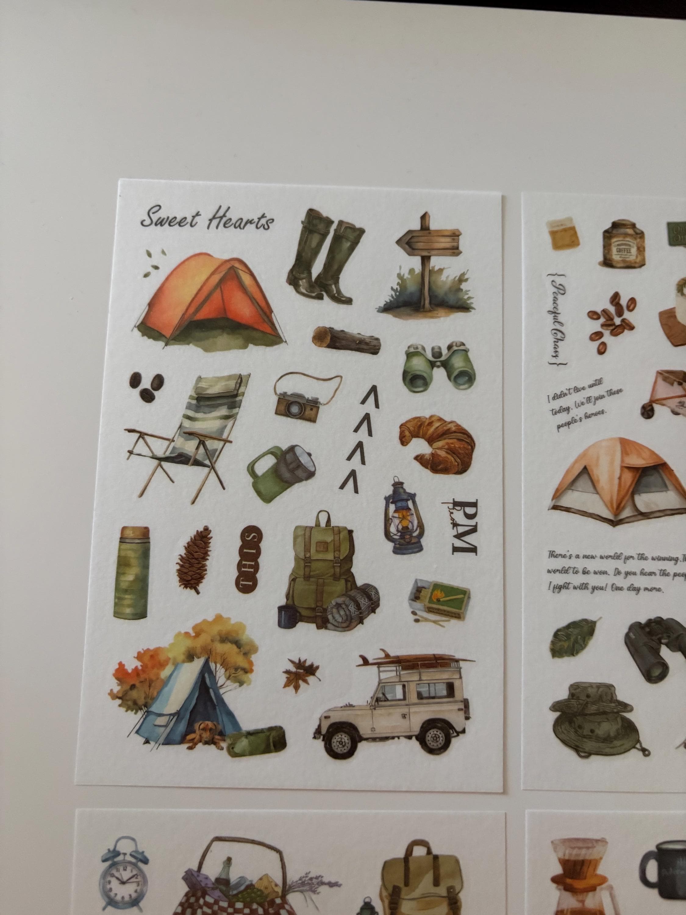 Cottagecore Camping Washi Stickers - Vintage Style Journaling, 4 Sheets