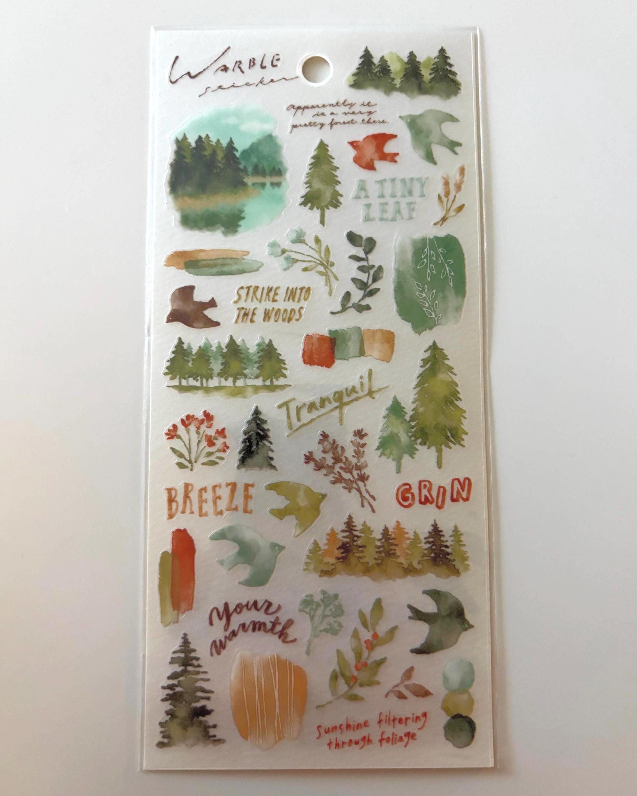 Warble Sticker Sheet: Forest Trees, Camping, Journal Planner MIND WAVE JAPAN