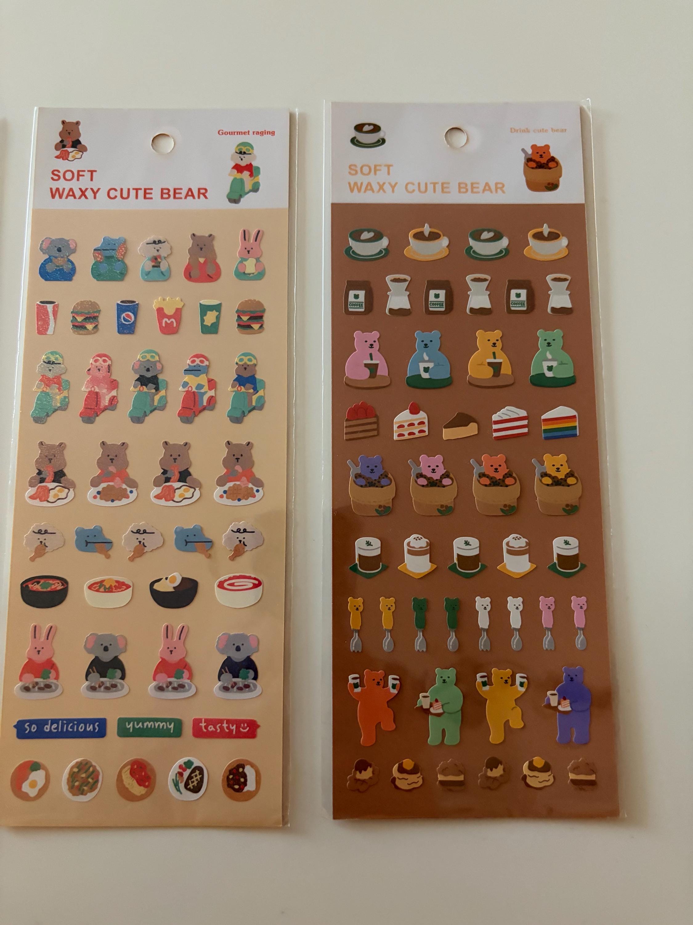 Kawaii Bear Sticker Sheet - Journaling Scrapbook Stickers