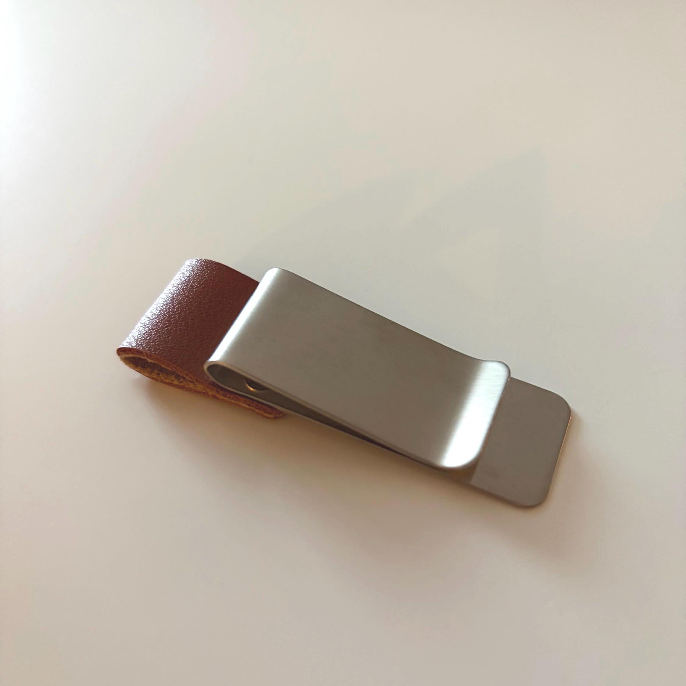 Brown Leather & Silver Metal Pen Clip | Premium Notebook & Planner Accessory