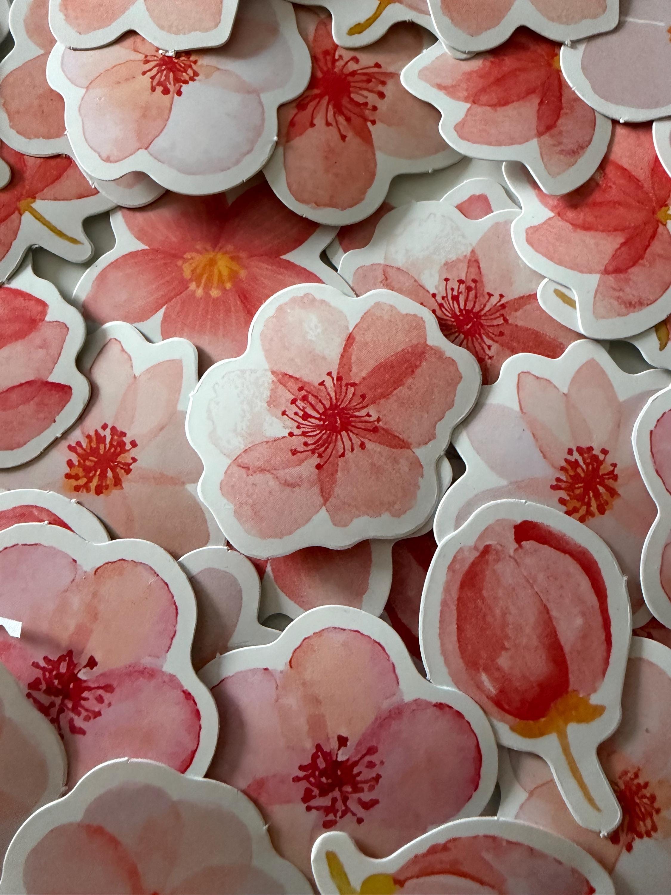 45pcs Japanese Pink Sakura Retro Stickers | Floral Journaling & Craft Supplies