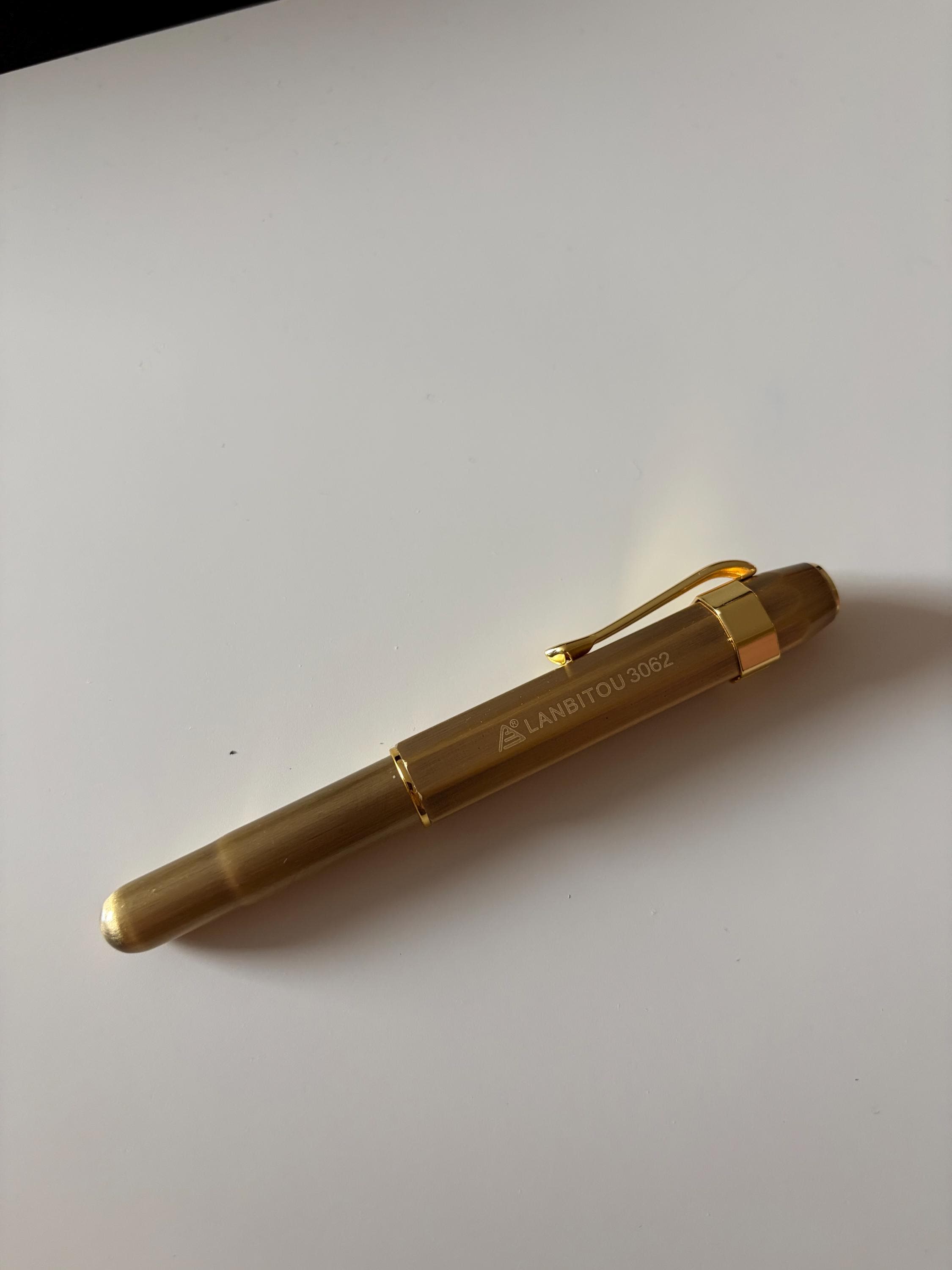 Yellow Bronze Brass Style Fountain Pen Gift Set Beginner User