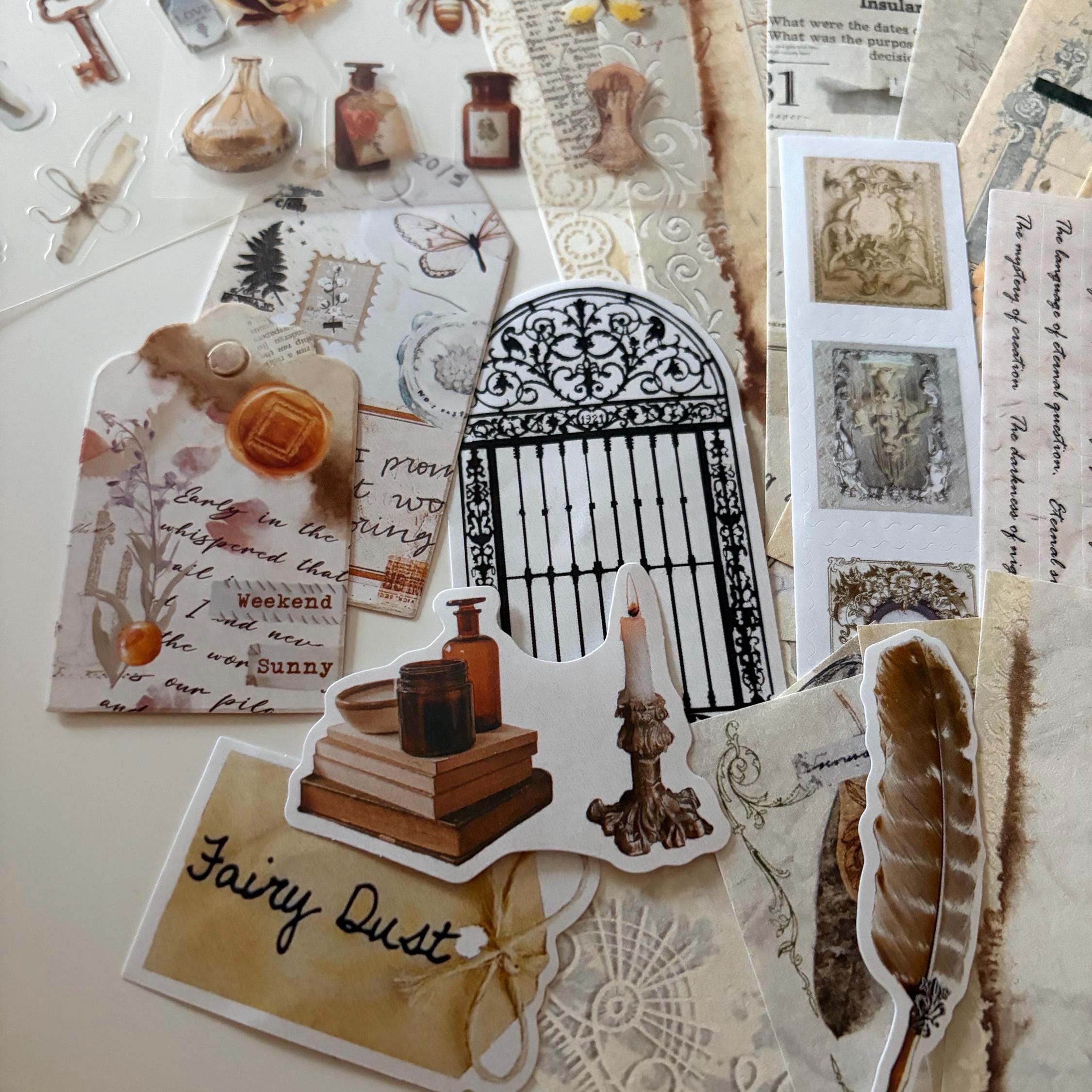 Light Academia Ephemera Vintage-Style Bundle Papers Stickers Journaling Supplies