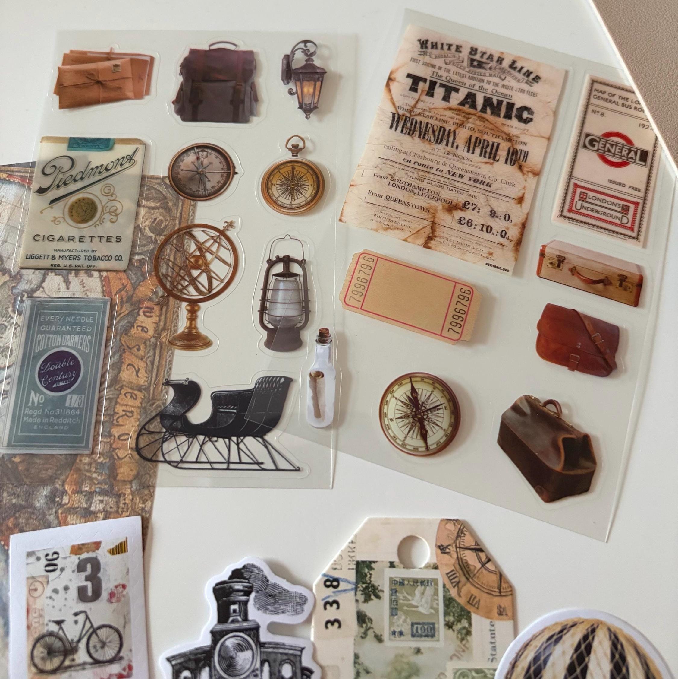 Dark Academia Travel Ephemera Vintage-Style Bundle Papers Stickers Journaling Supplies