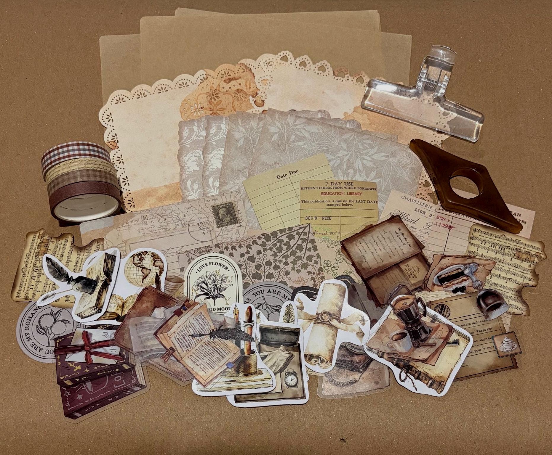 Dark Academia Ephemera Vintage Bundle | Craft, Journaling & Scrapbook Supplies