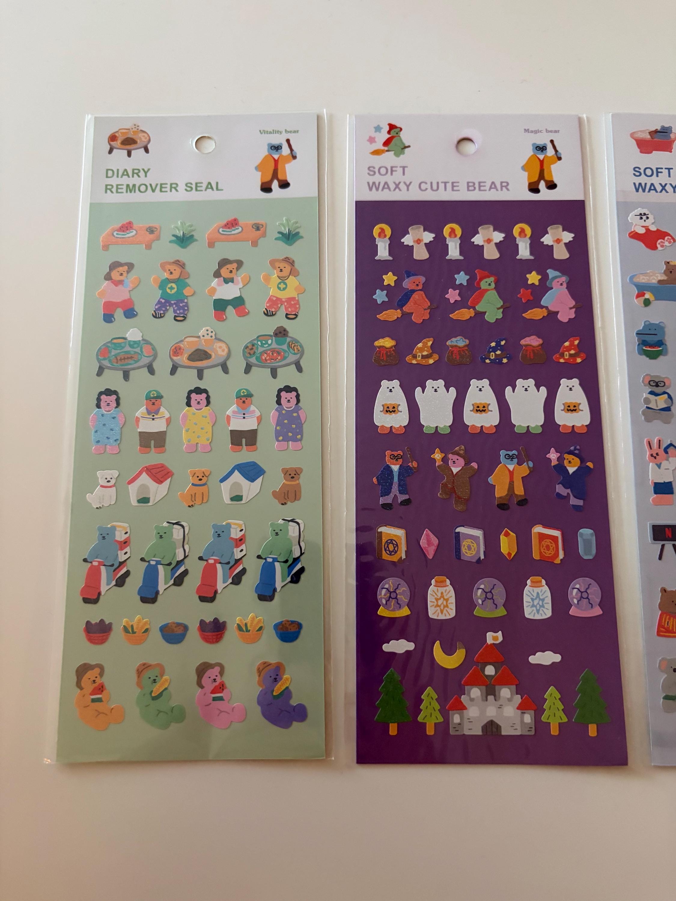 Kawaii Bear Sticker Sheet - Journaling Scrapbook Stickers