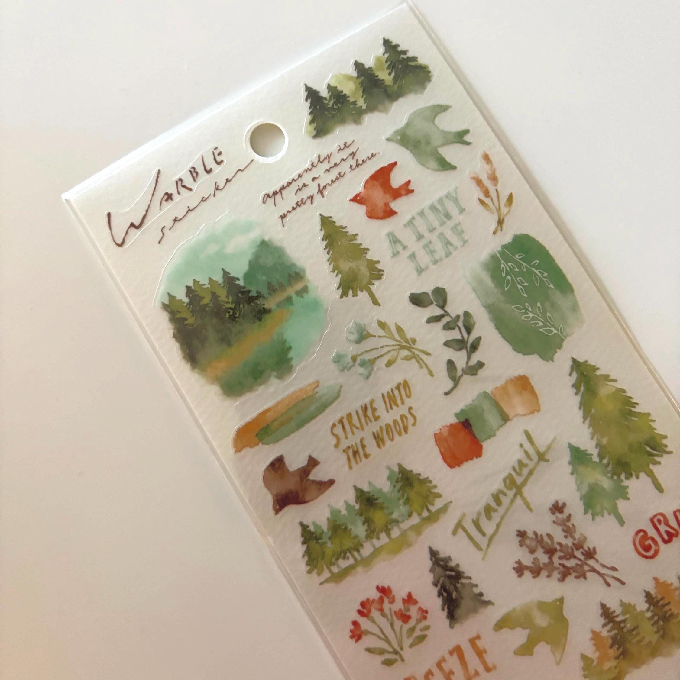 Warble Sticker Sheet: Forest Trees, Camping, Journal Planner MIND WAVE JAPAN