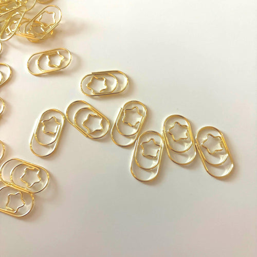10pcs Gold Star Style Paper Clips | Cute & Functional Stationery Accessory