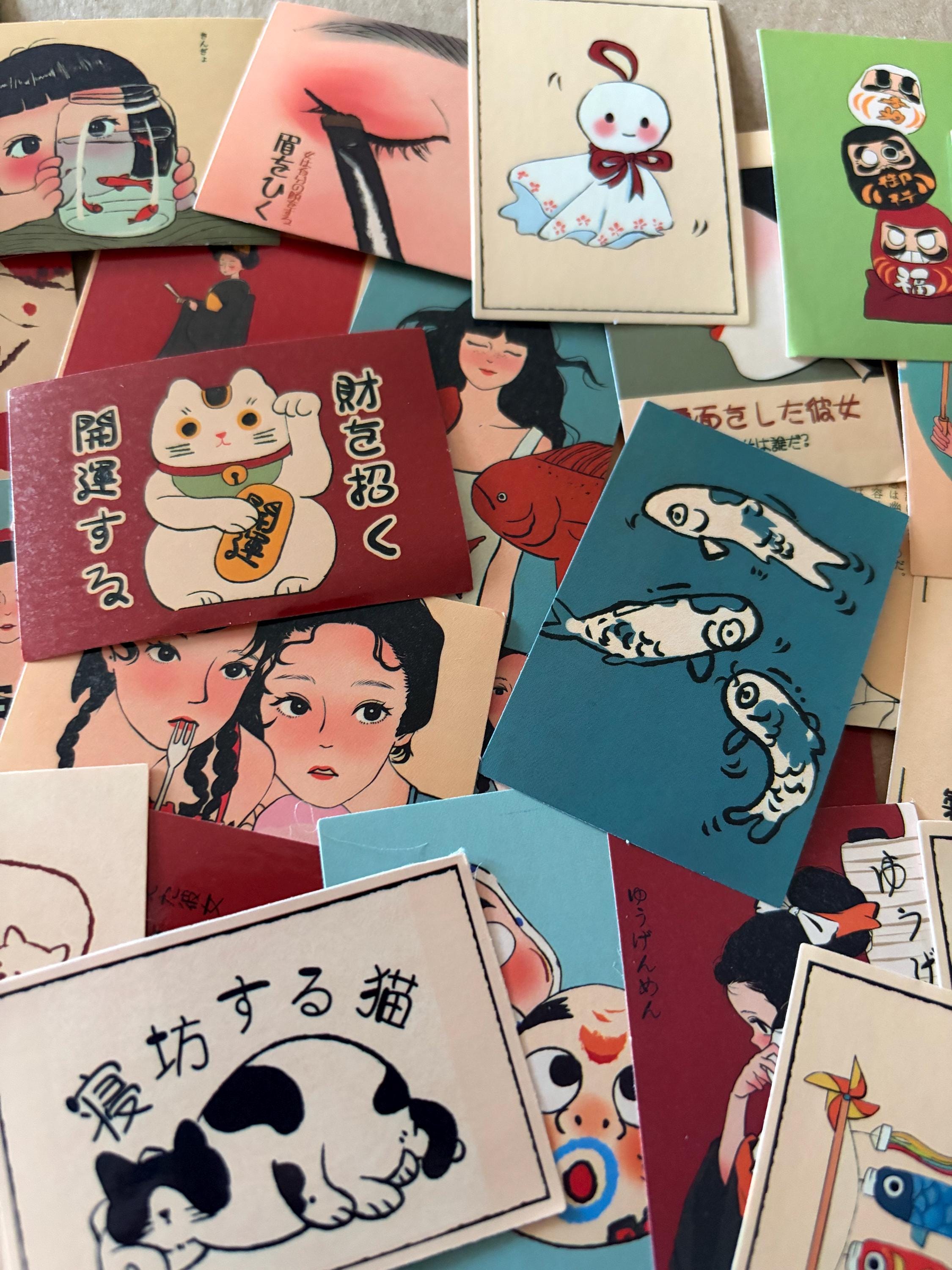 50pcs Japanese Retro Red Graffiti Stickers