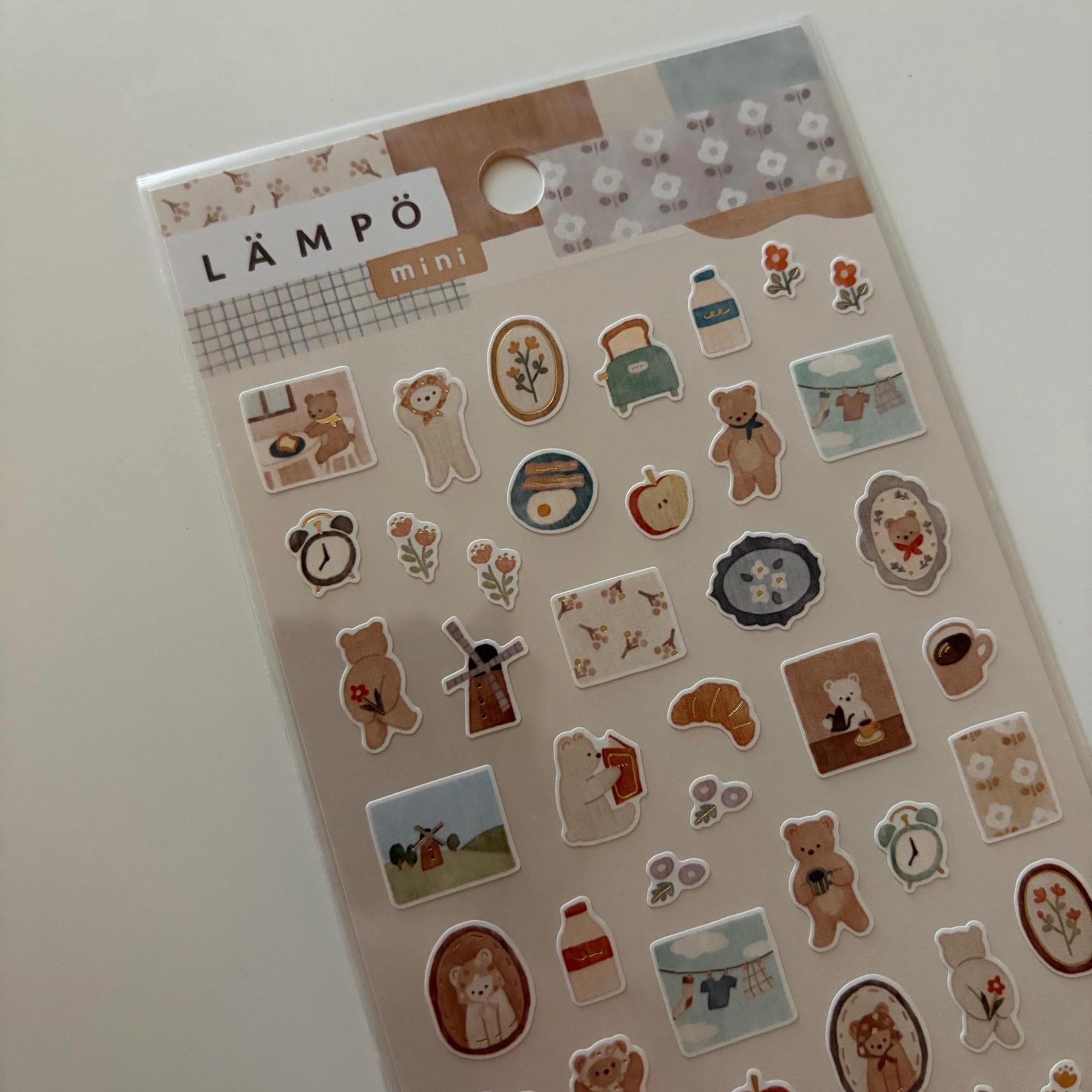 MIND WAVE Stickers / LAMPO Japanese Stationery Journal Sticker Sheets, Animals, Daily Life, Fox, Bear