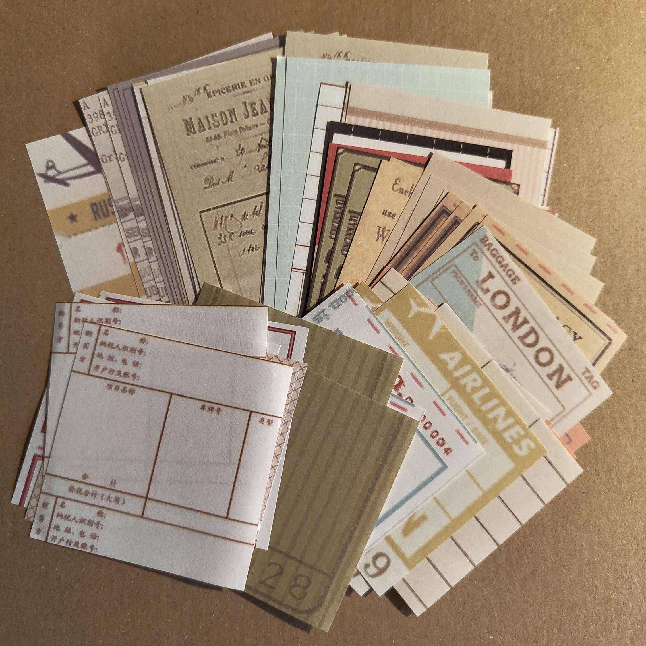 60pcs Vintage Ephemera Style Papers