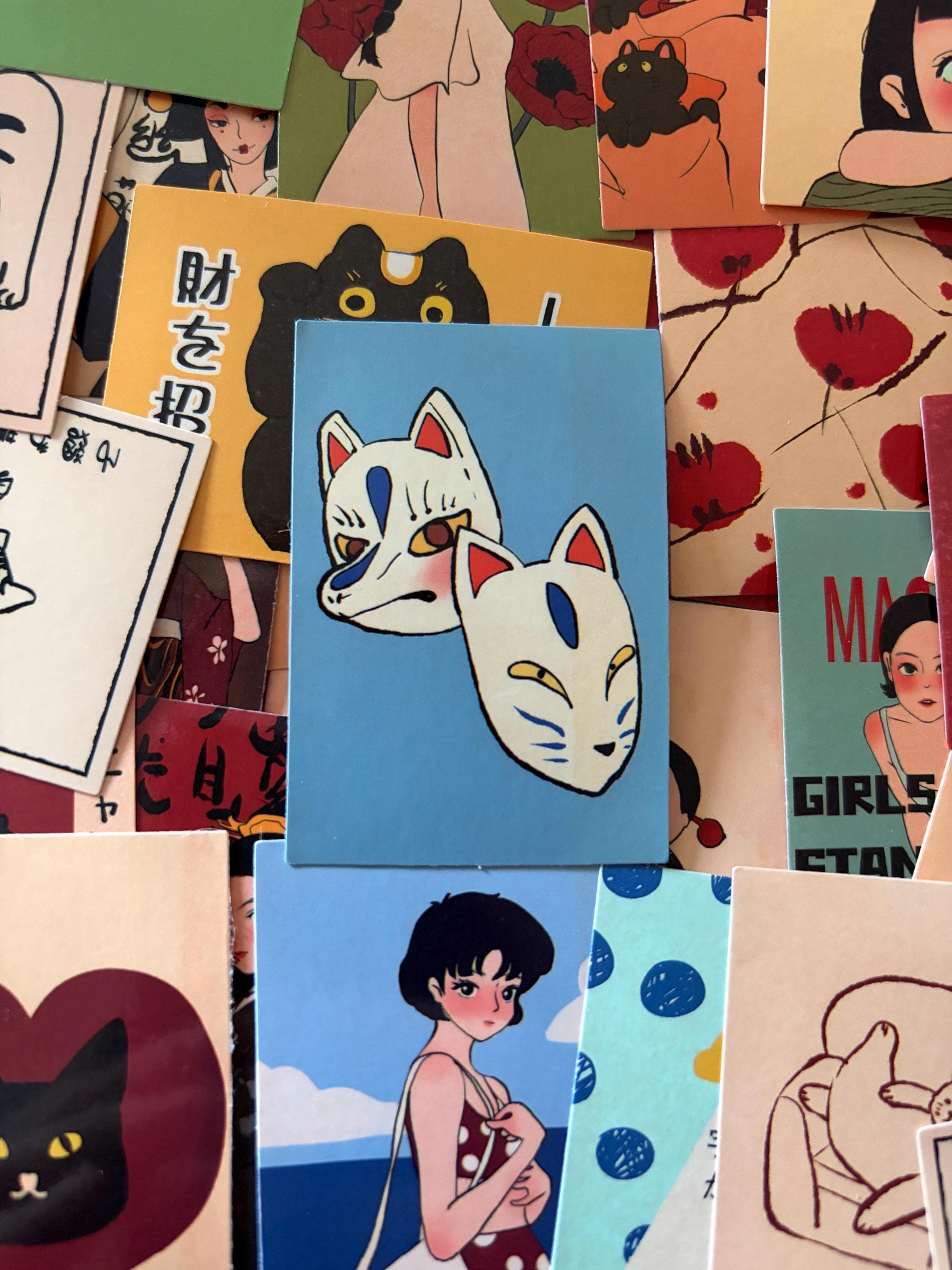 50pcs Japanese Retro Red Graffiti Stickers