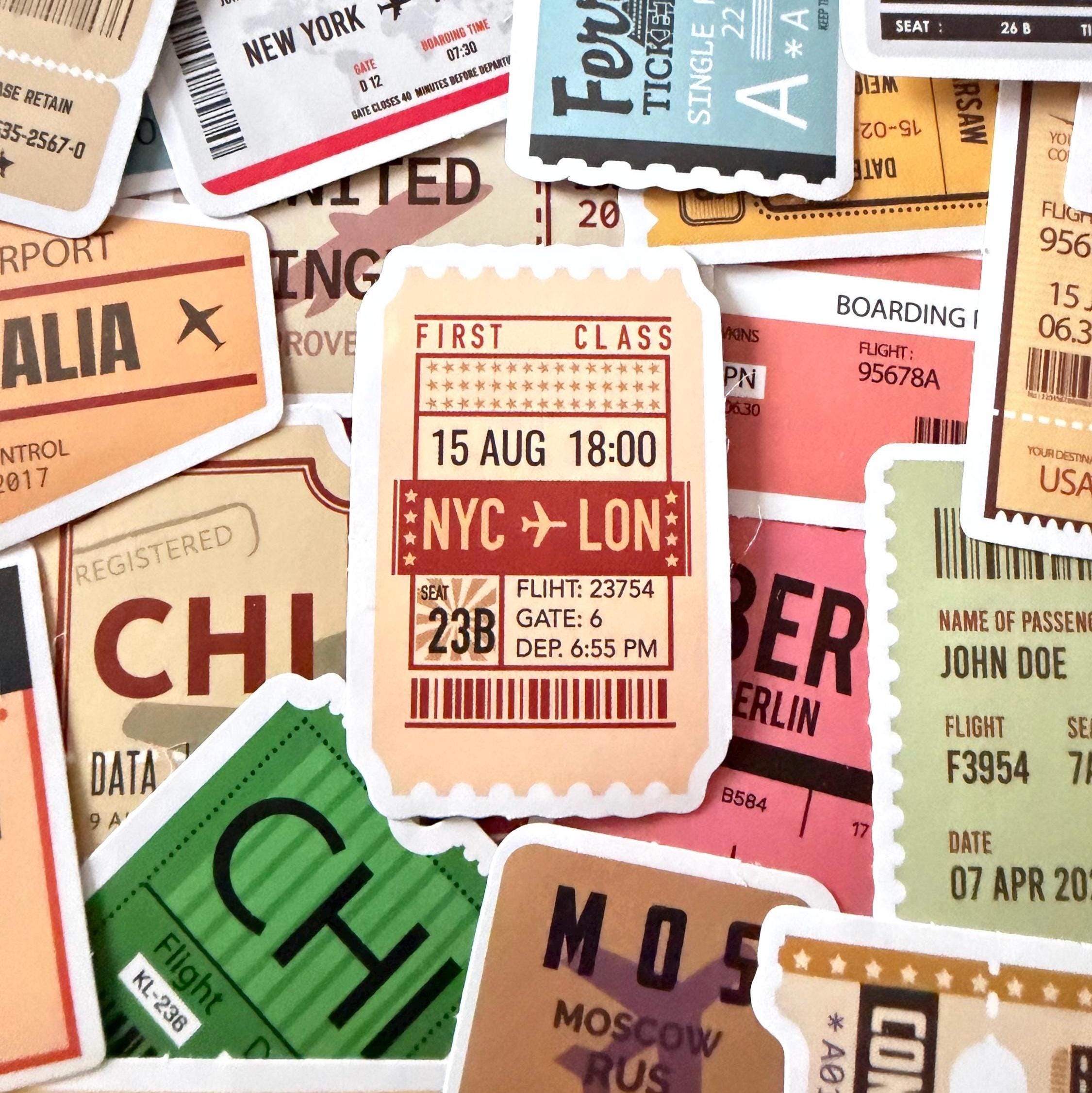 60pcs Vintage Stamp Airline Stickers